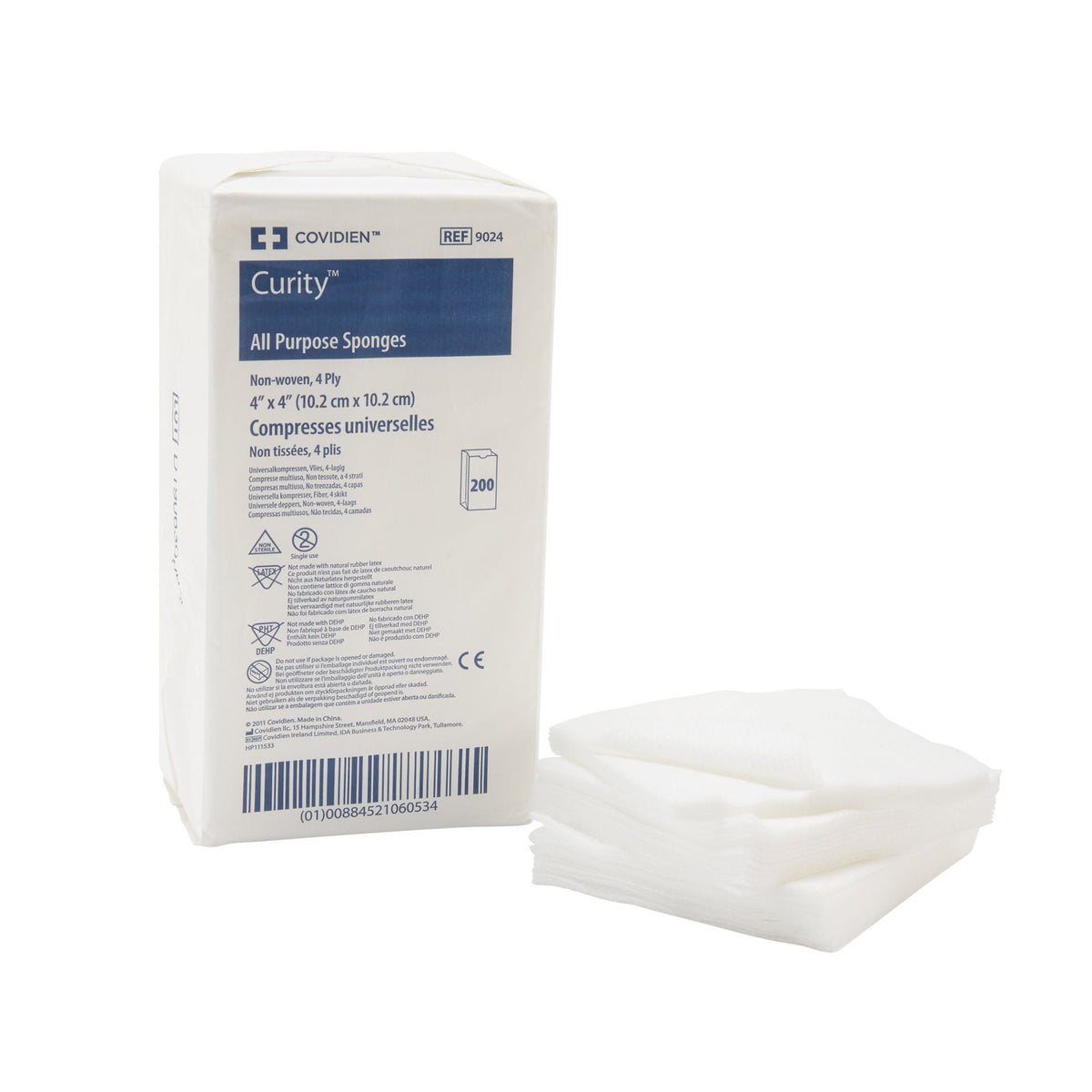 Curity™ Nonwoven Sponge, 4 x 4 Inch, 4-Ply — Bag of 200