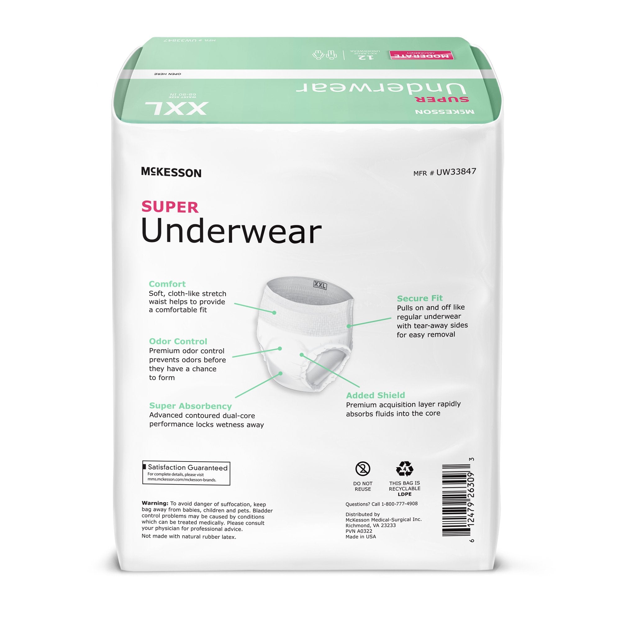 McKesson Super Moderate Absorbency Incontinence Underwear, 2X-Large