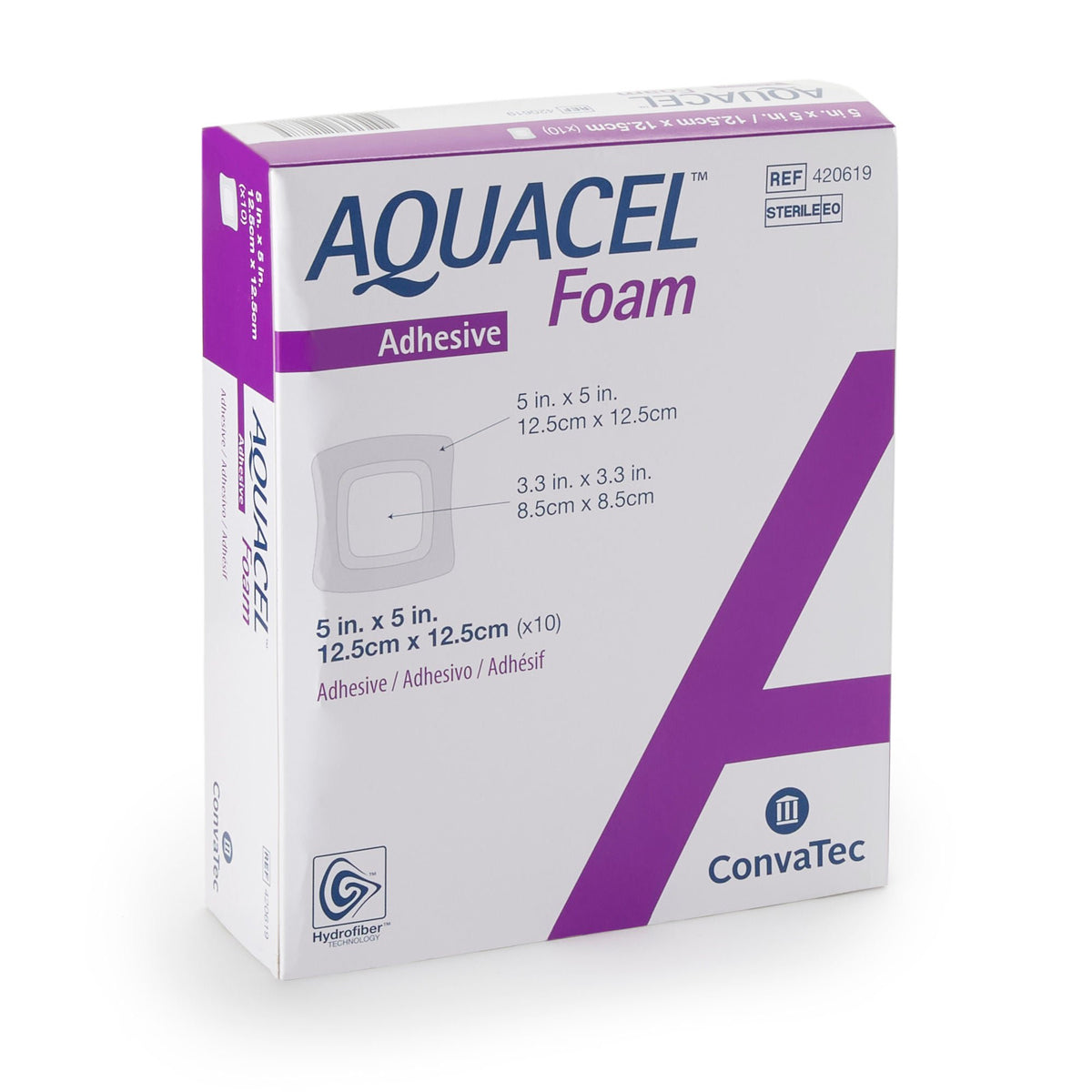 Aquacel® Silicone Adhesive with Border Silicone Foam Dressing, 5 x 5 Inch — Box of 10