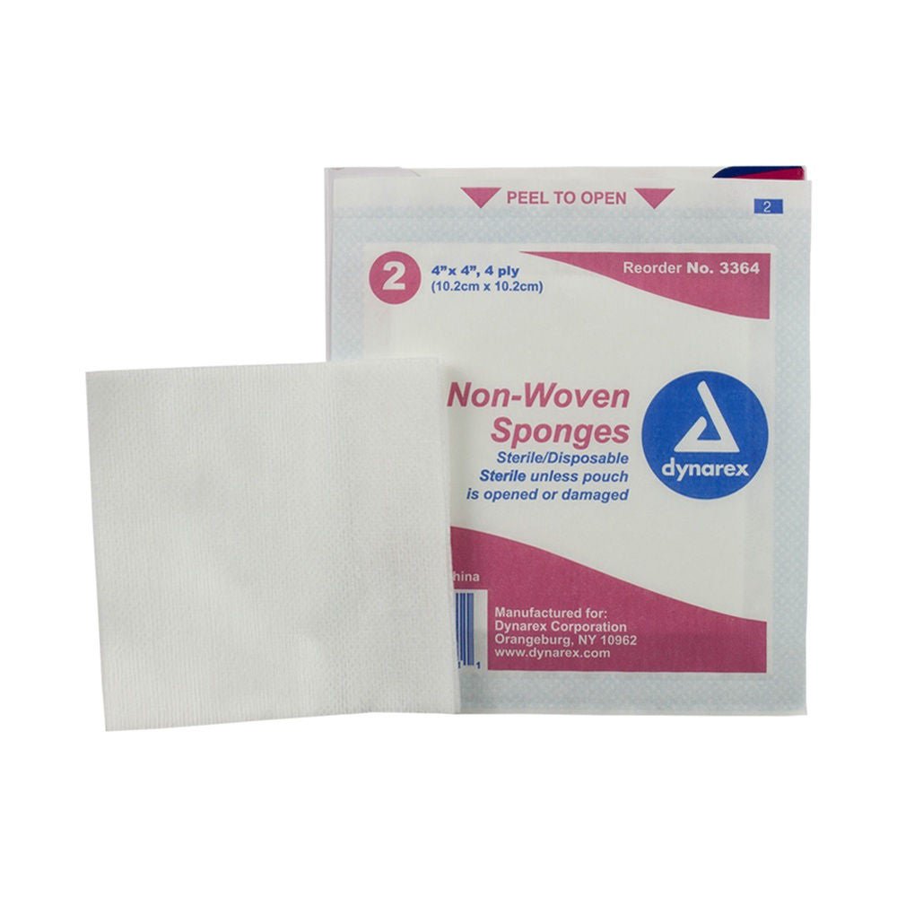 dynarex® Sterile Nonwoven Sponge, 4 x 4 Inch, 4-Ply — Box of 25