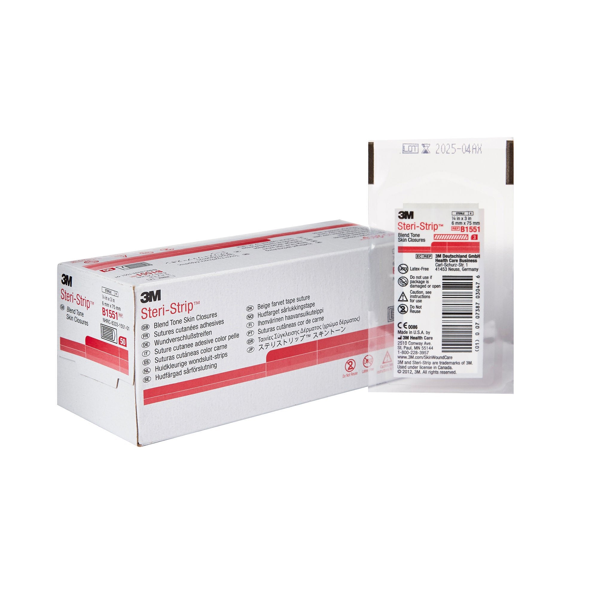 3M Steri-Strip Blend Tone Skin Closures, Beige, 1/4 inch X 3 inch, nonwoven