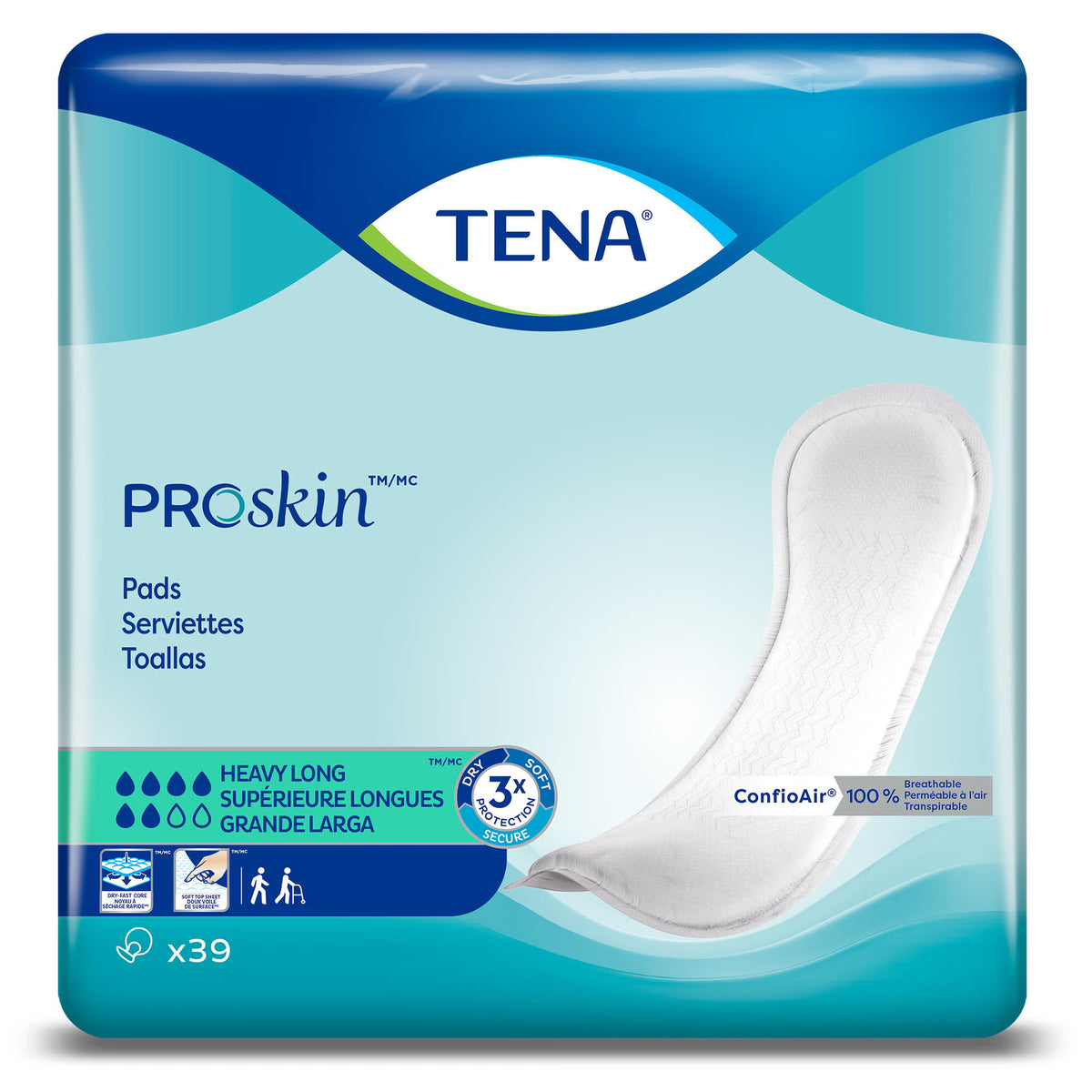 Tena ProSkin™ Heavy Absorbency Bladder Control Pads, Dry-Fast Core, 15 Inches — Bag of 39