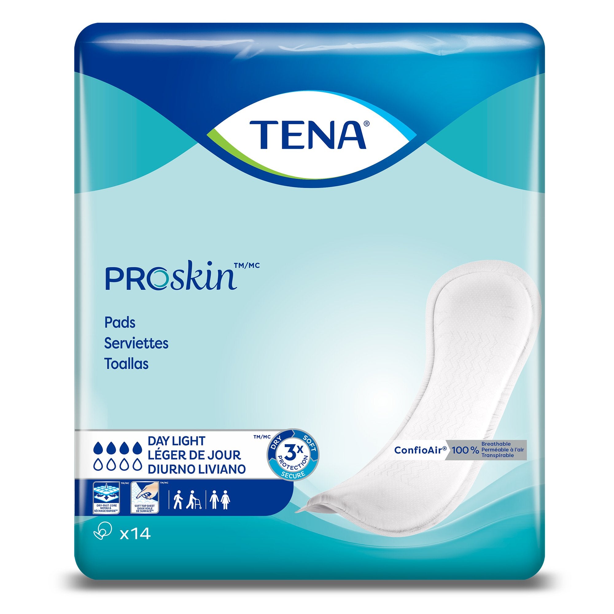 Tena ProSkin Day Light Bladder Control Pads Moderate Absorbency 13 Inches