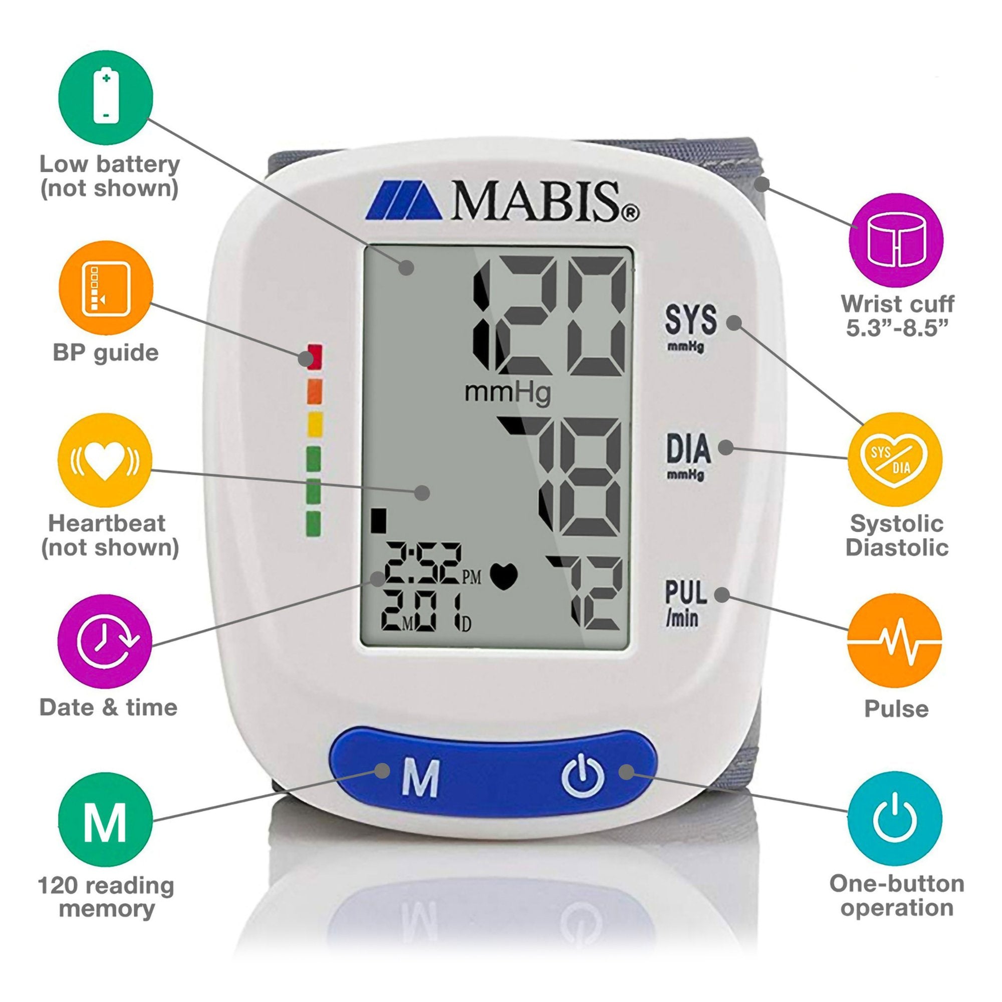 Mabis Digital Wrist Blood Pressure Monitor