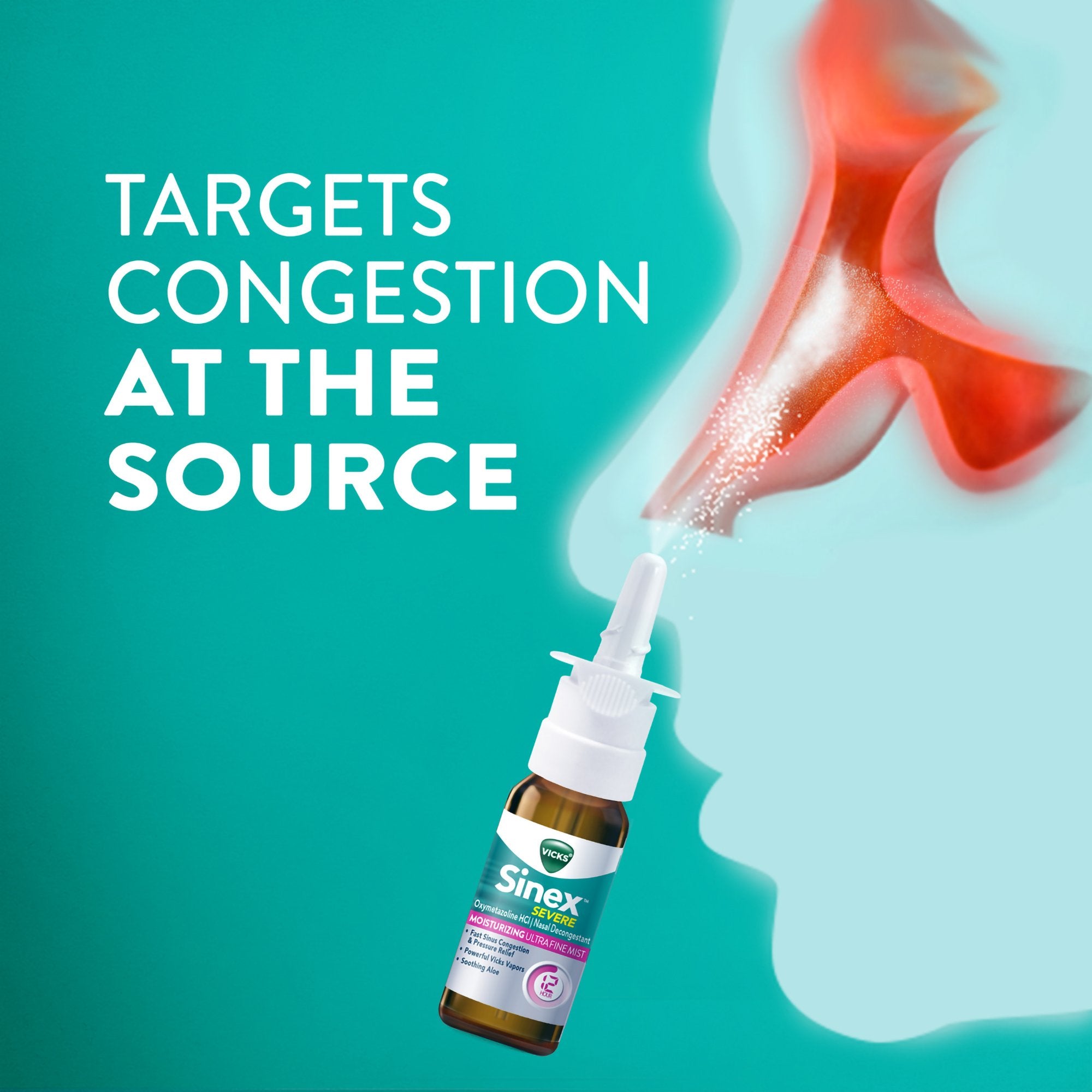 Vicks Sinex Severe Nasal Decongestant Moisturizing Spray