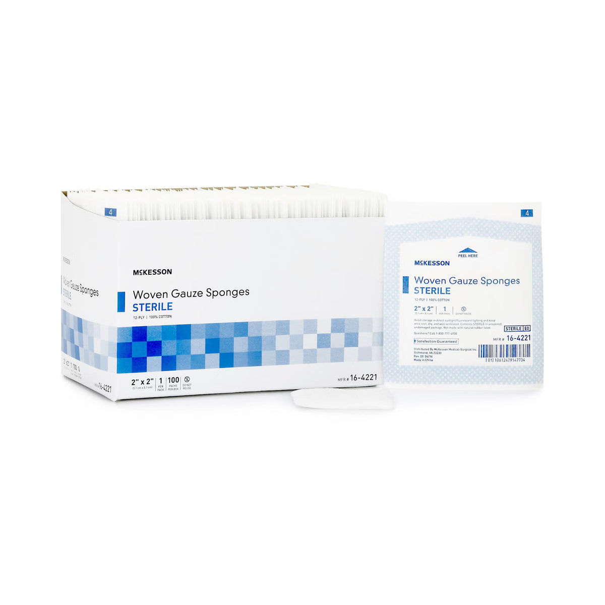 McKesson Sterile Gauze Sponge, 2 x 2 Inch, 12-Ply — Box of 100