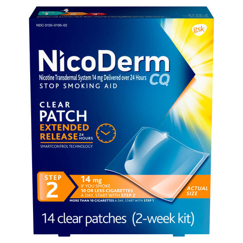 Nicoderm CQ Step 2 14 mg Nicotine Transdermal System Clear Patches