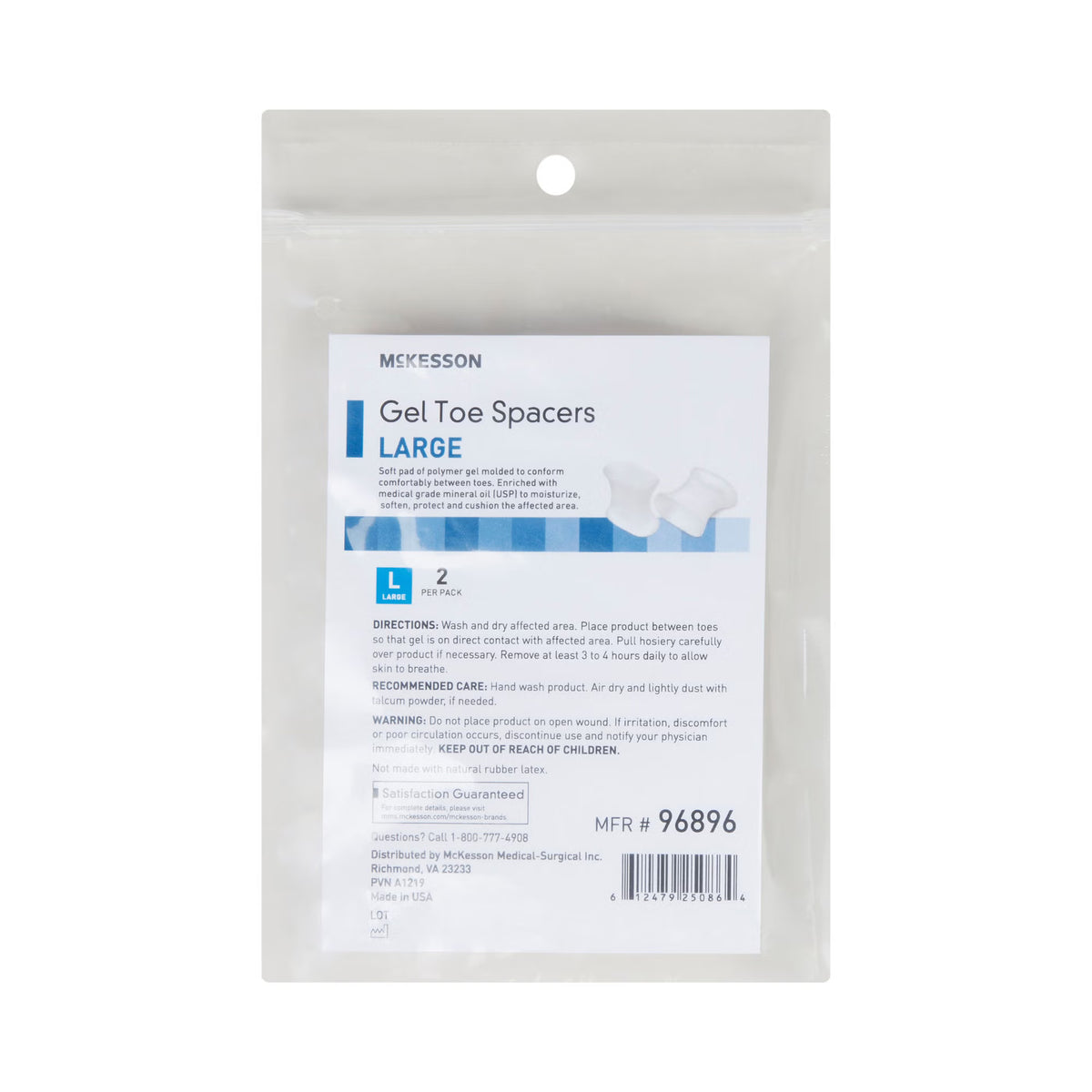 McKesson Gel Toe Spacers, Large — Pack of 2