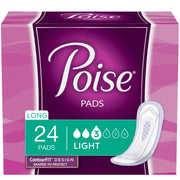 Poise® Bladder Control Pad, Long, Light Absorbency, Absorb-Loc Core, Female — Pack of 24