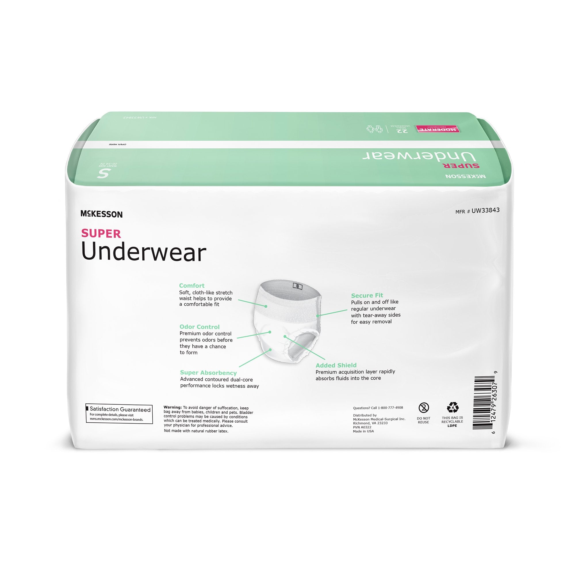 McKesson Super Moderate Absorbency Incontinence Underwear, Small