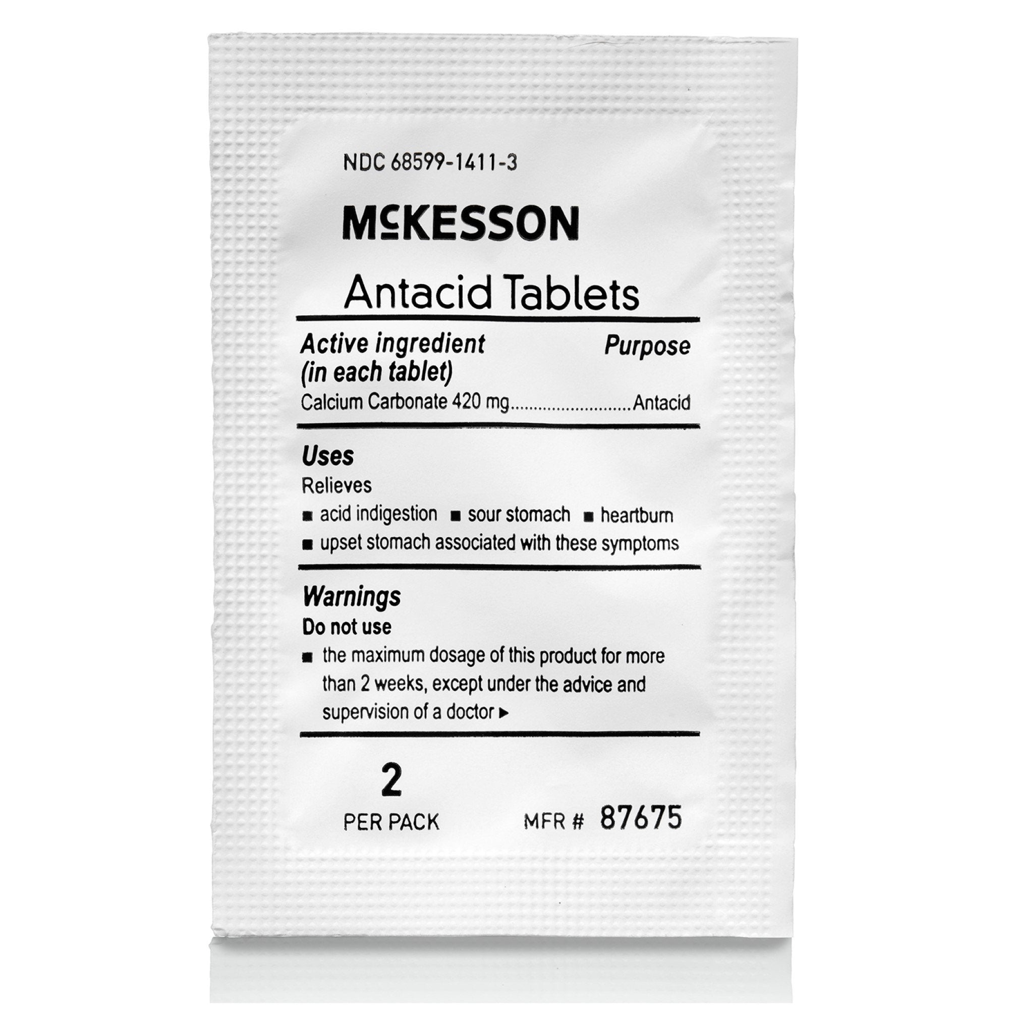 McKesson Calcium Carbonate Antacid Tablets, Mint Flavor
