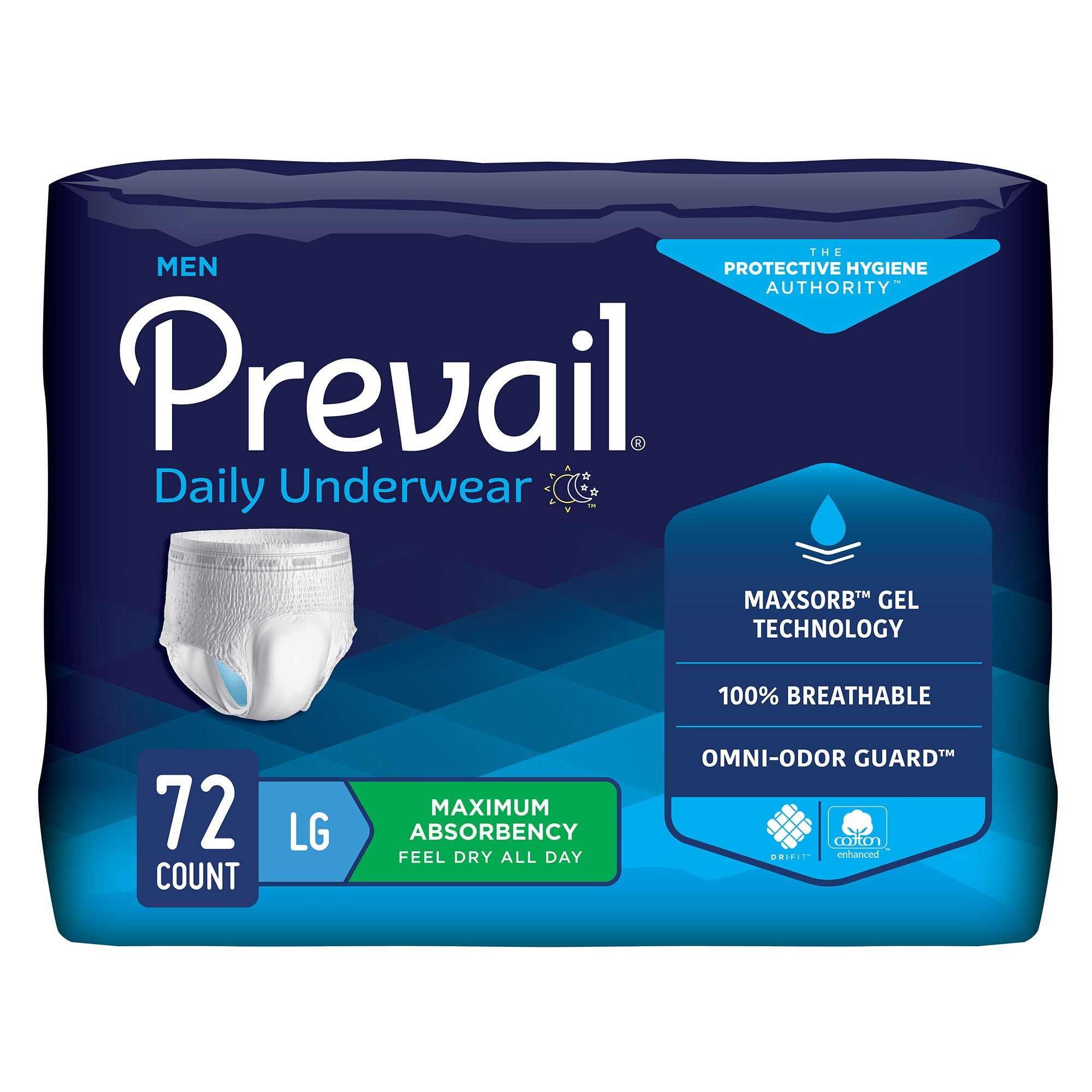 Prevail Men's Daily Underwear Maximum Absorbent Underwear, Large / Extra Large