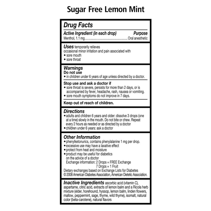 Ricola Herb Throat Drops Sugar Free Lemon Mint