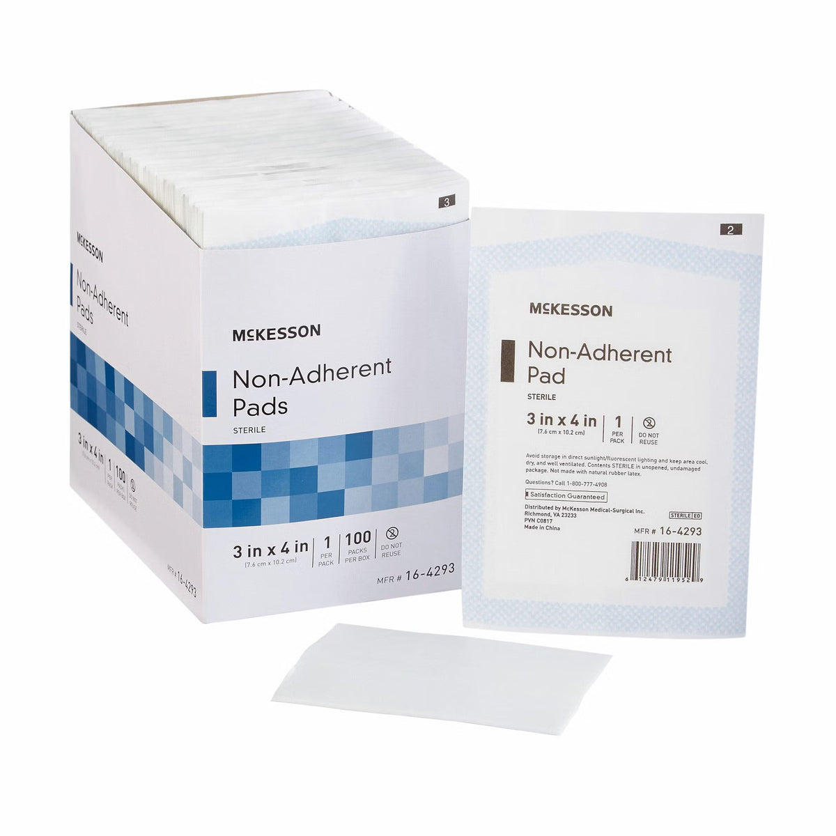 McKesson Nonadherent Dressing, 3 x 4 Inch — Box of 100