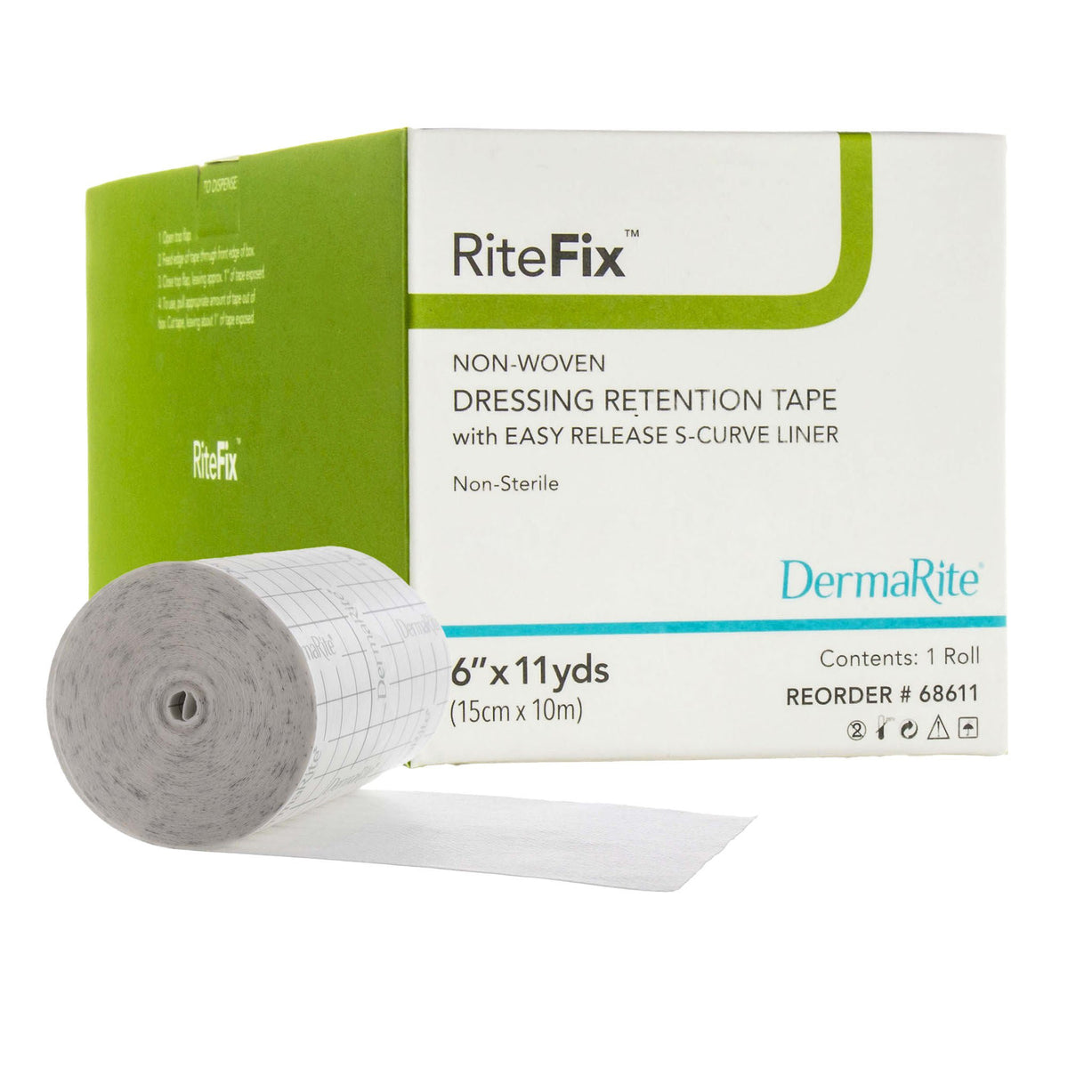 RiteFix™ Nonwoven Dressing Retention Tape, 6 Inch x 11 Yard, White