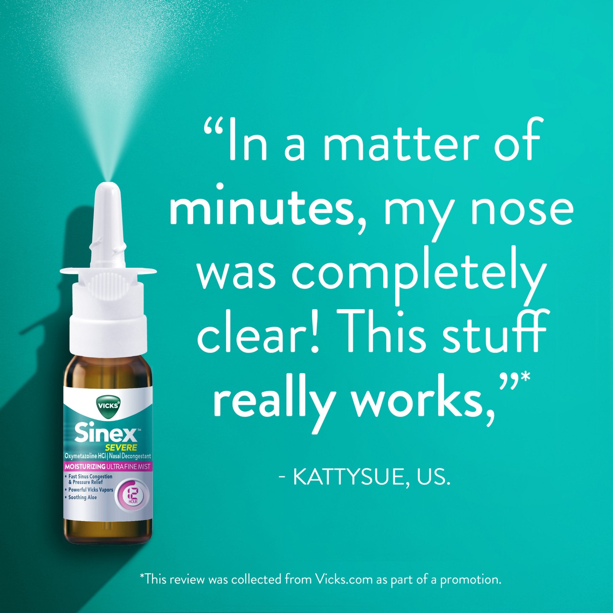 Vicks Sinex Severe Nasal Decongestant Moisturizing Spray