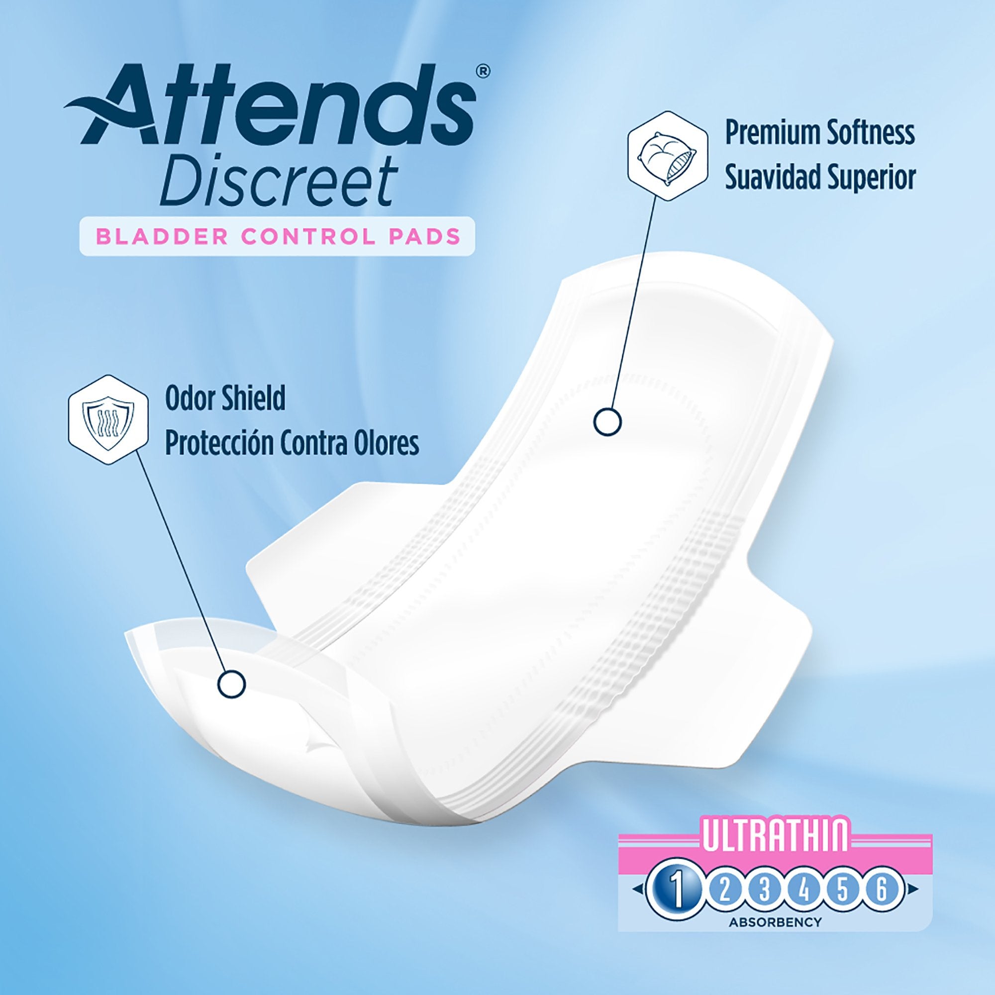 Attends Discreet Women's Ultra Thin Bladder Control Pad