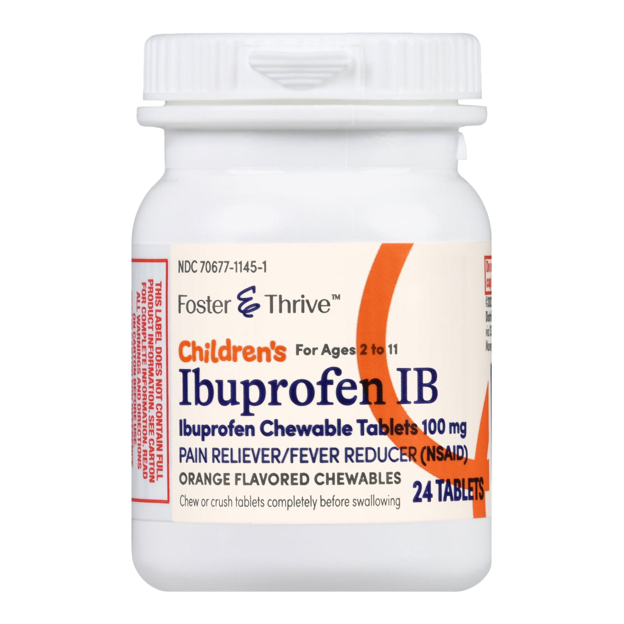 Foster & Thrive Children's Ibuprofen IB Chewable Tablets 100 mg Orange