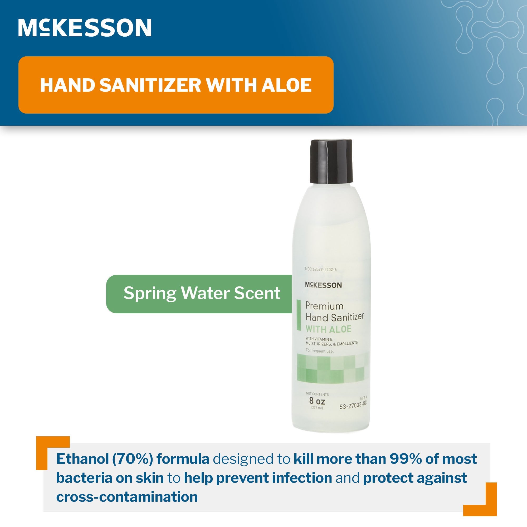 McKesson Premium Hand Sanitizer with Aloe, 8-ounce Bottle - Case
