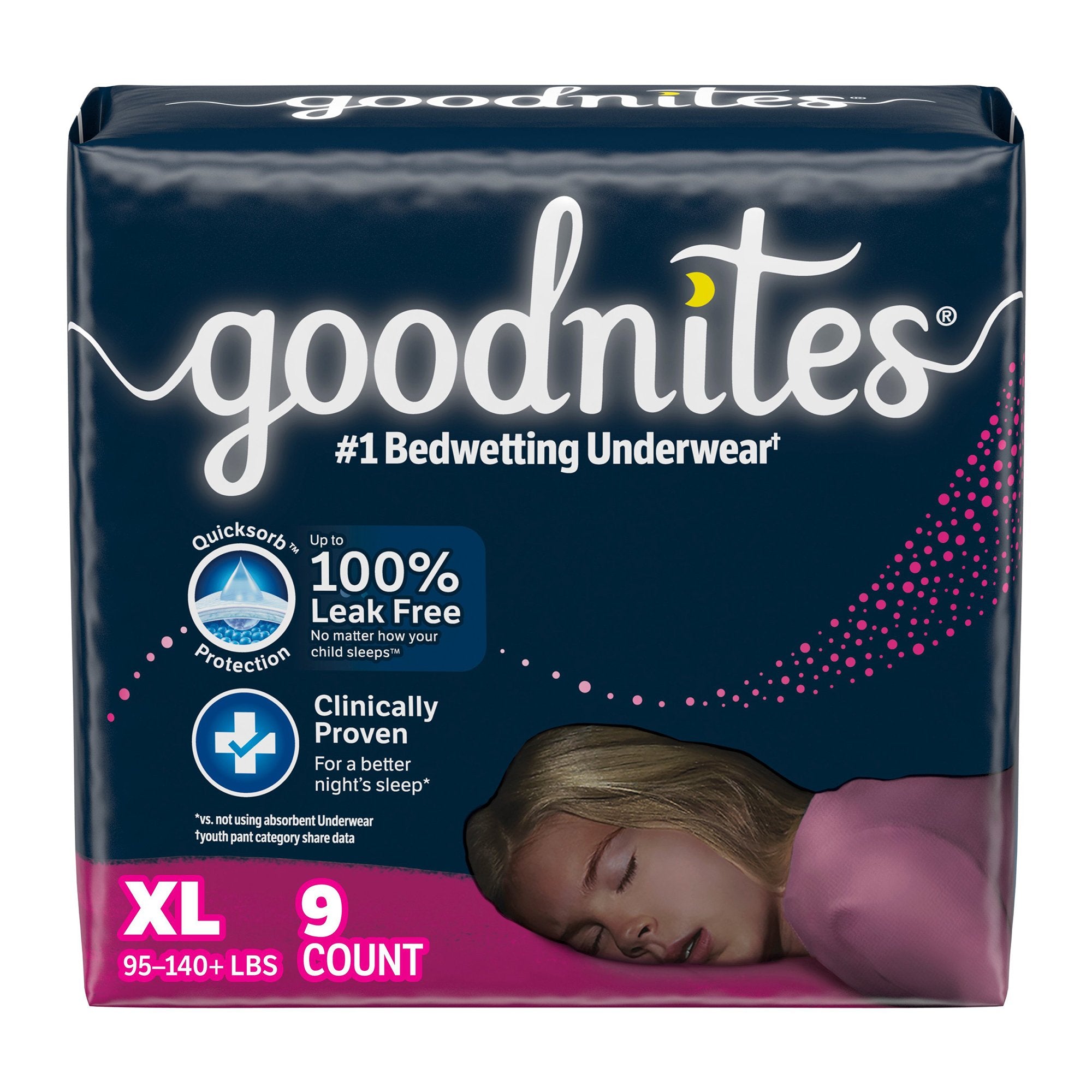 GoodNites Bedwetting Underwear, Extra Large for Girls weighing 95 – 140 lbs.