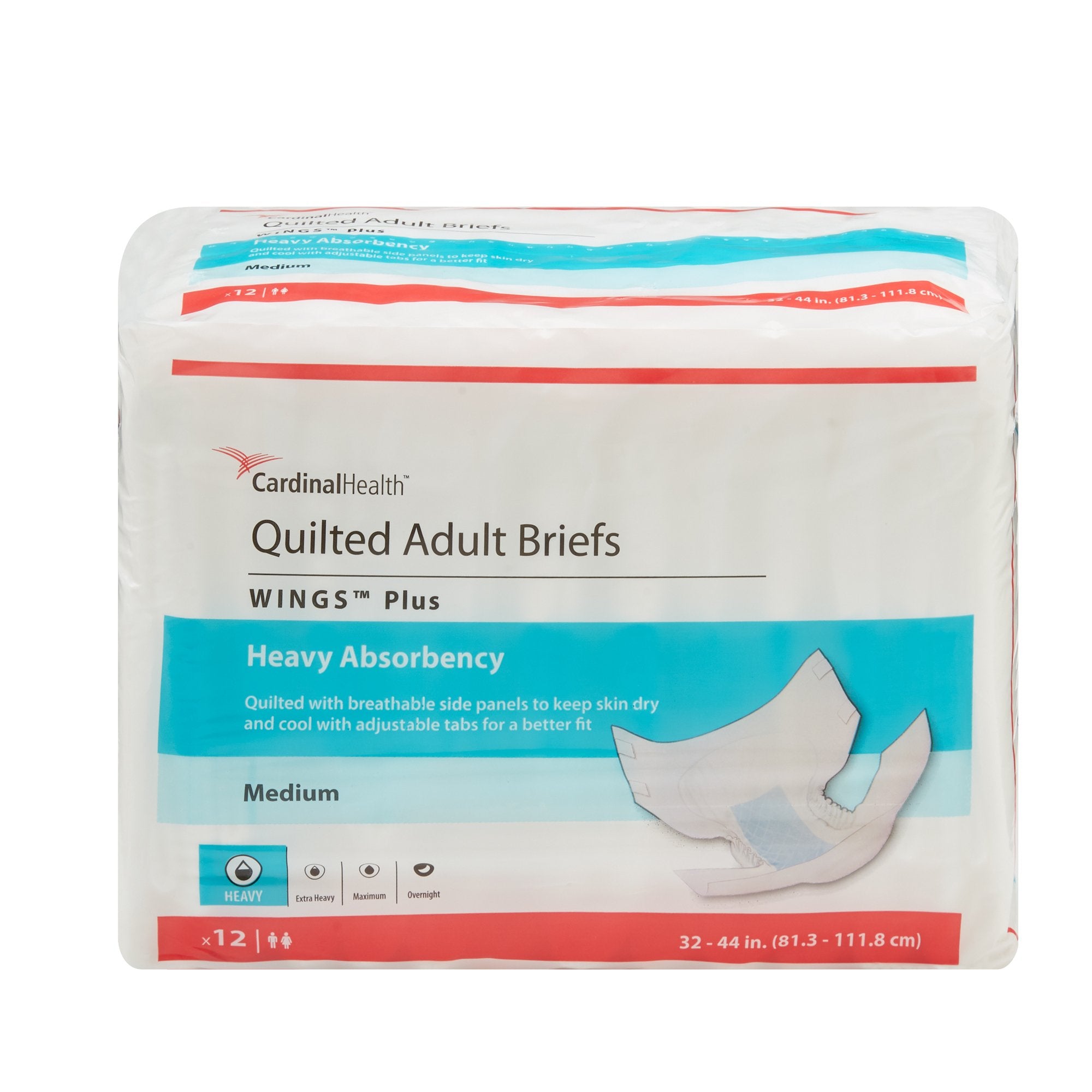 Wings Plus Quilted Heavy Absorbency Incontinence Brief Medium - Case