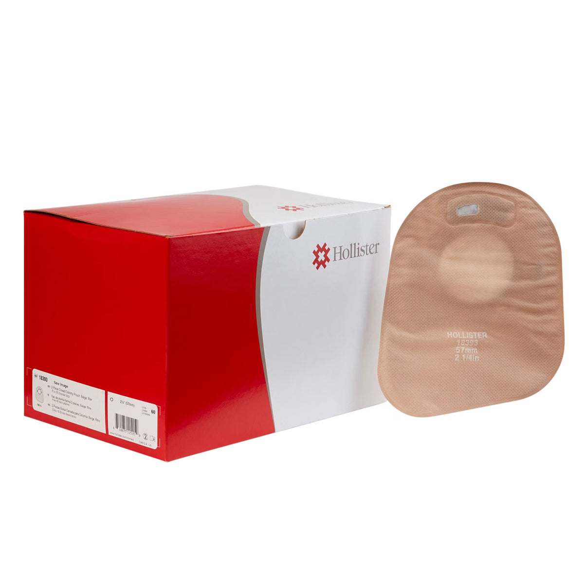 New Image™ 18393 Two-Piece Beige Ostomy Pouch, Pre-cut to Fit 57 mm, Red Match — Box of 60