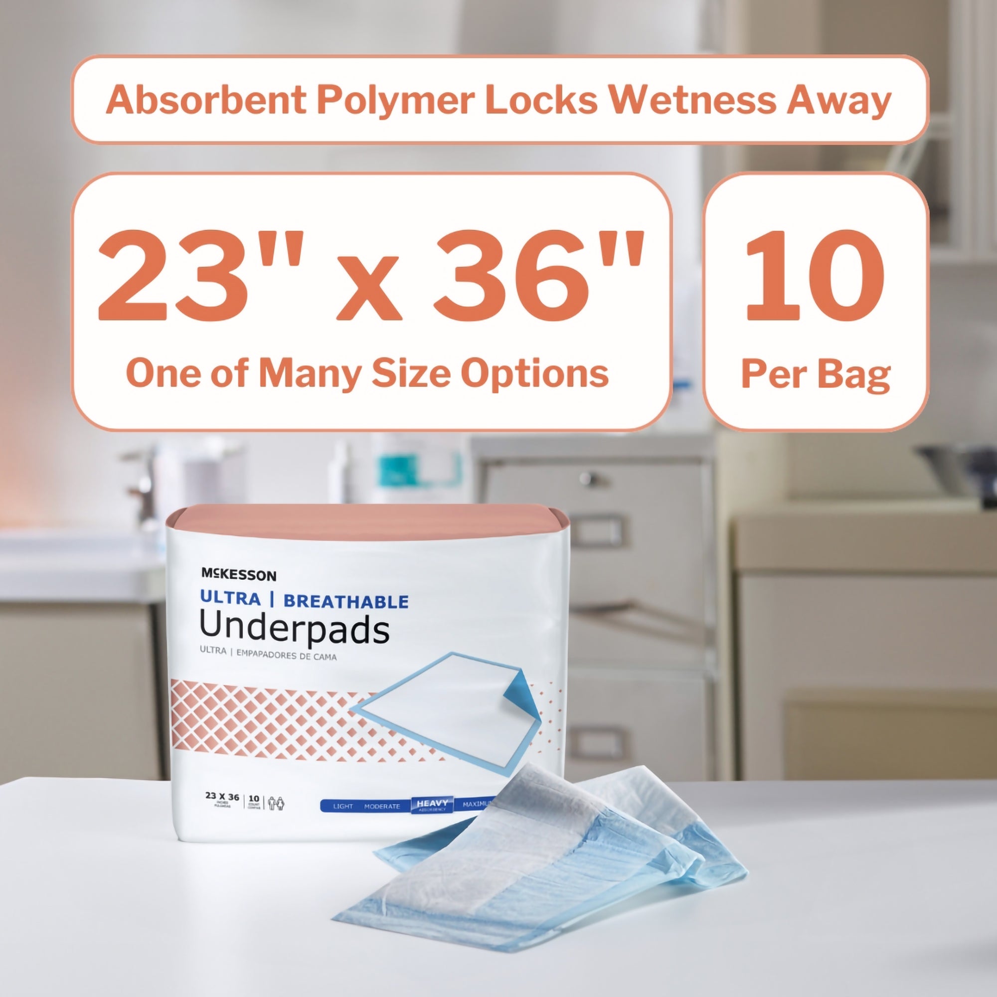 McKesson Ultra Breathable Heavy Absorbency Low Air Loss Underpad, 23 x 36 Inch