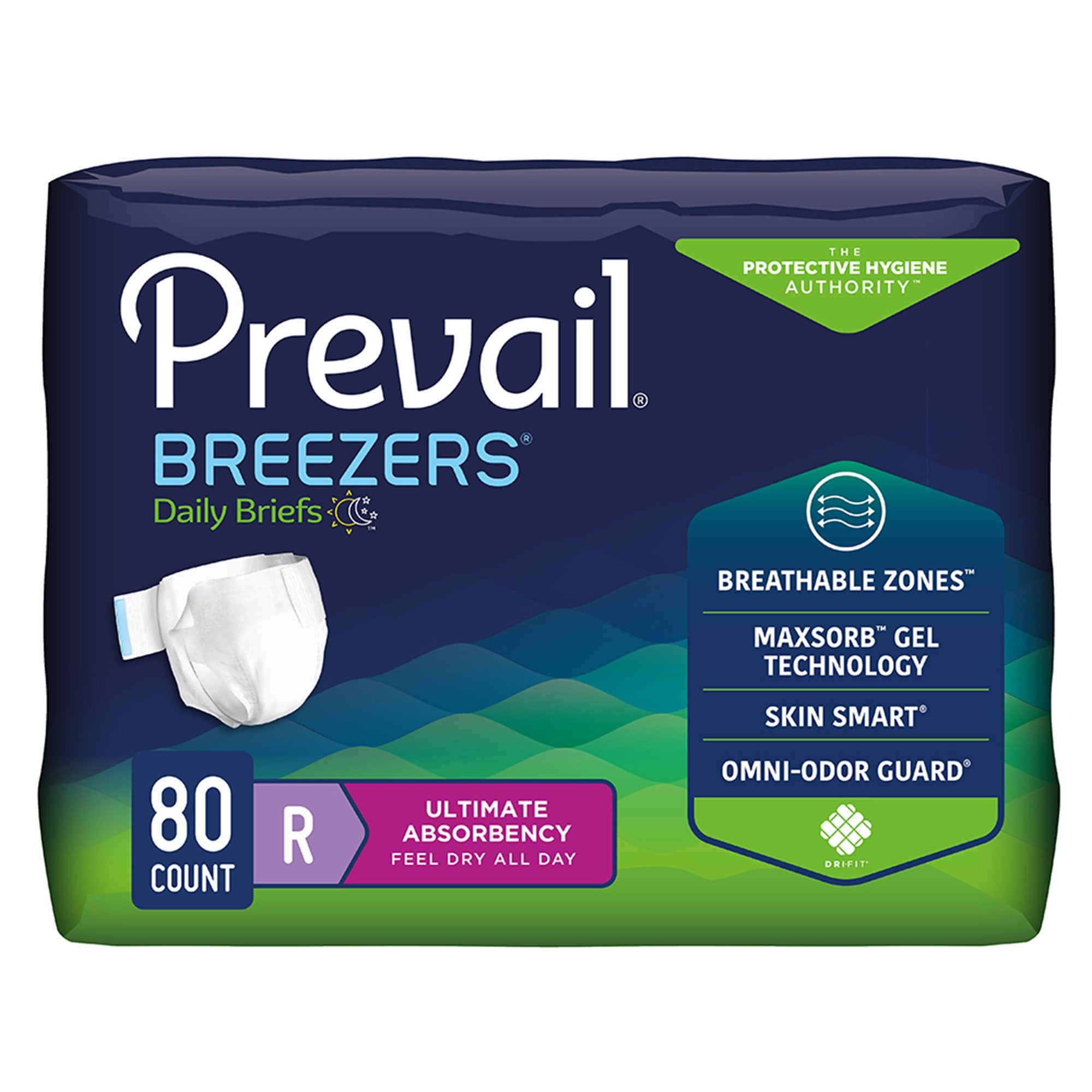 Prevail Breezers Ultimate Absorbency Incontinence Briefs, Regular