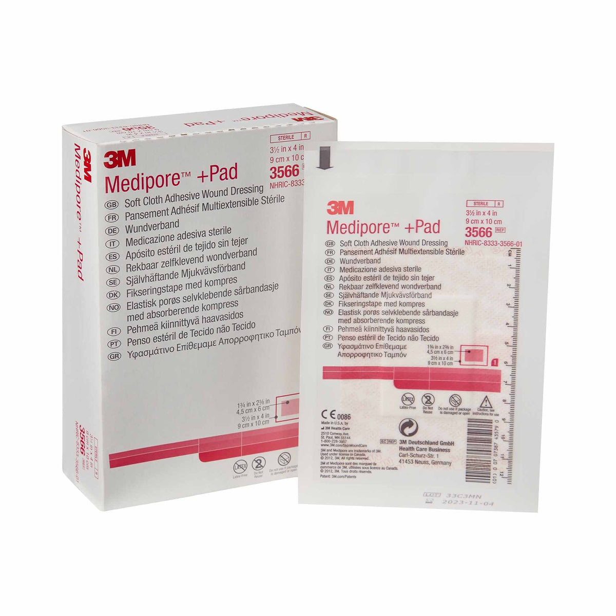 3M™ Medipore™ +Pad Soft Cloth Dressings, 3.5 x 4 Inch — Box of 25