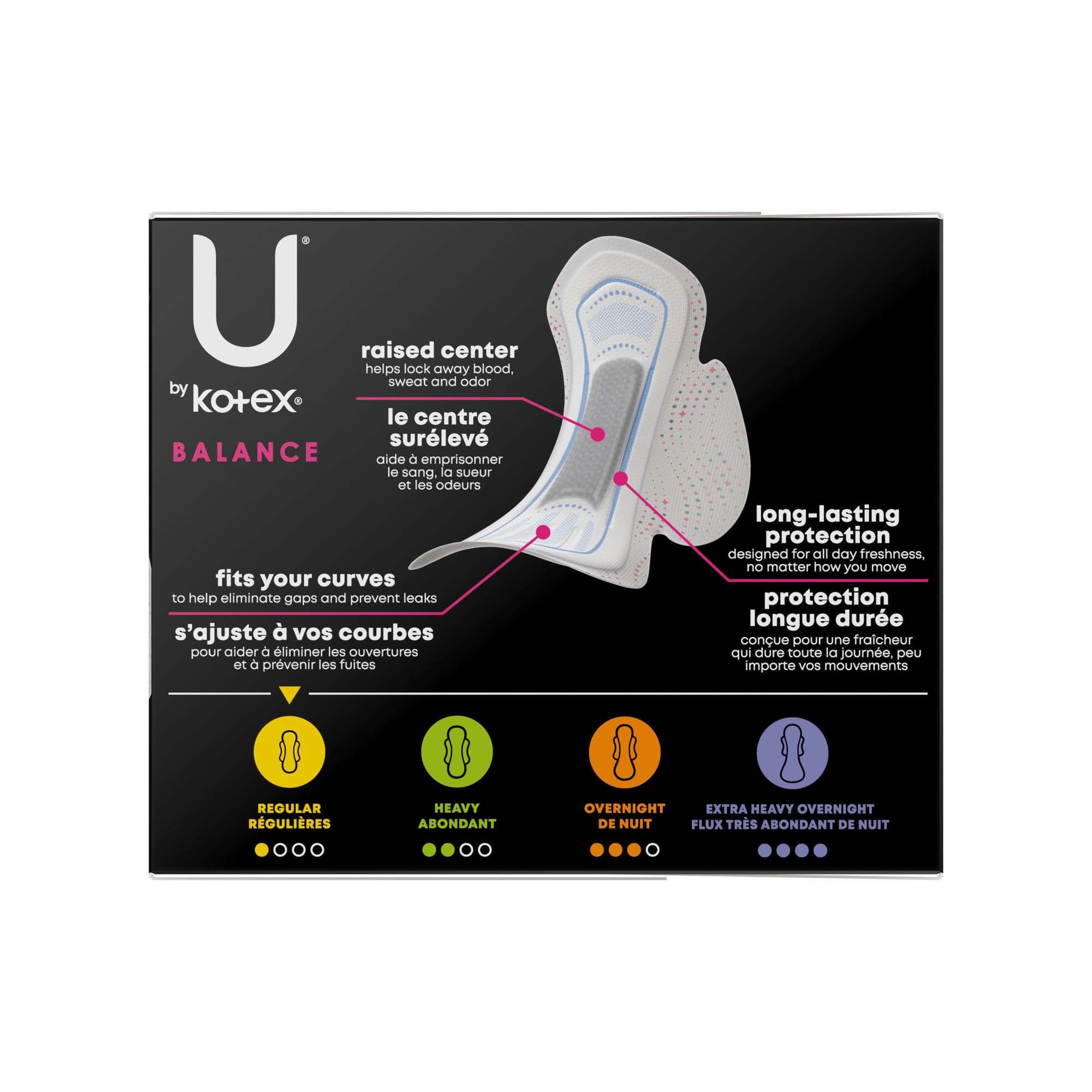 U by Kotex Balance Ultra Thin Charcoal Pads with Wings Regular