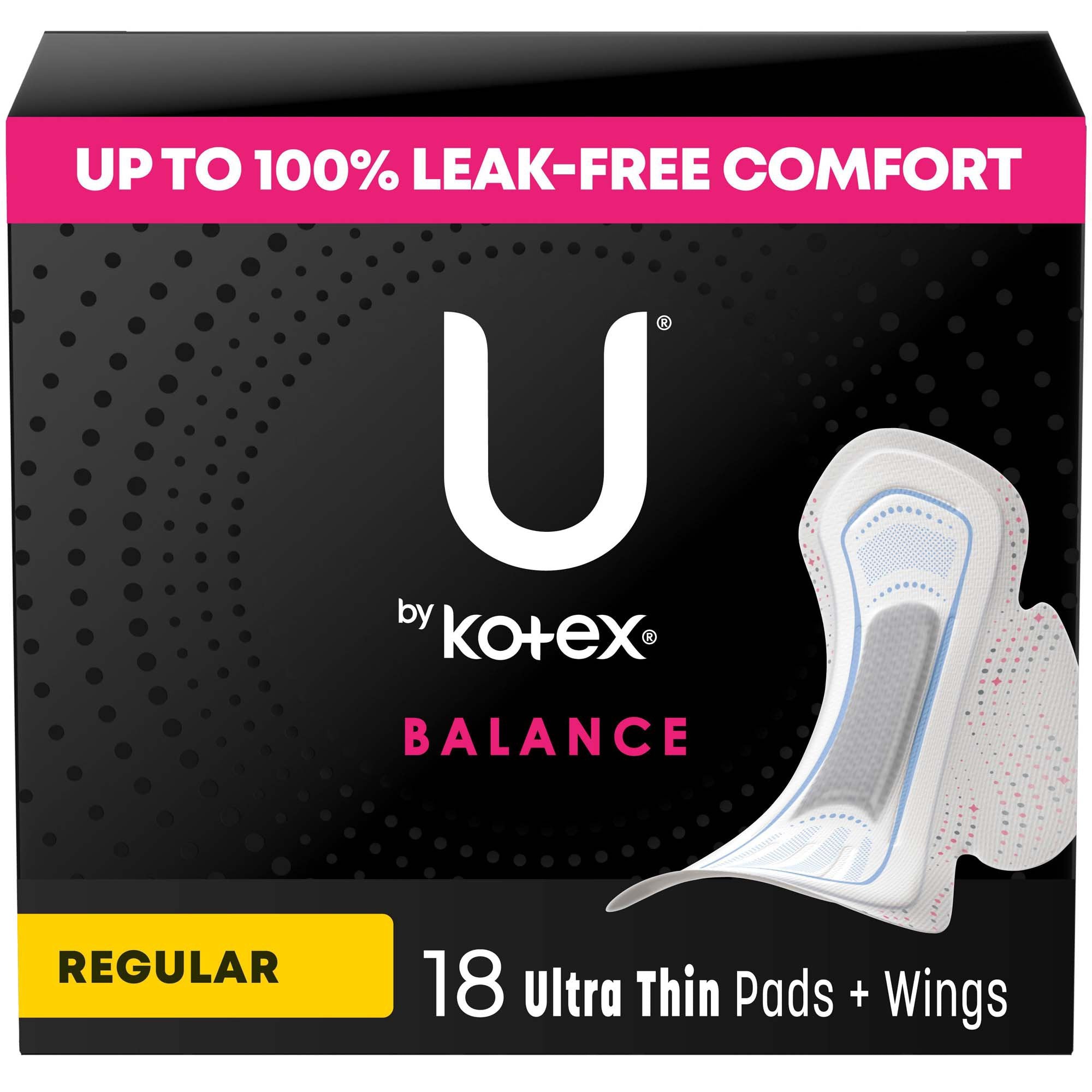 U by Kotex Balance Ultra Thin Charcoal Pads with Wings Regular