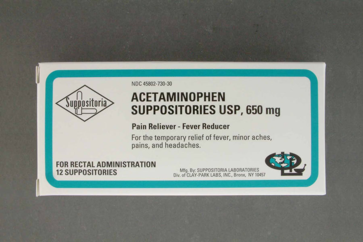 Suppositoria Acetaminophen Pain Relief Rectal Suppositories — Box of 12