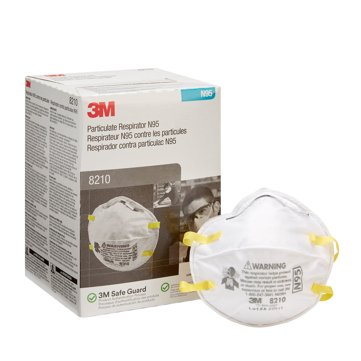 3M Industrial N95 Particulate Respirator Mask, 1 Size — Box of 20