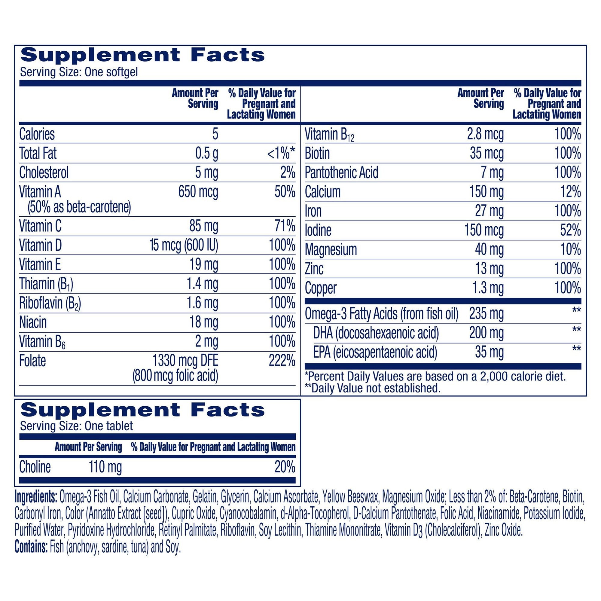 One A Day Prenatal Advanced Softgels and Tablets