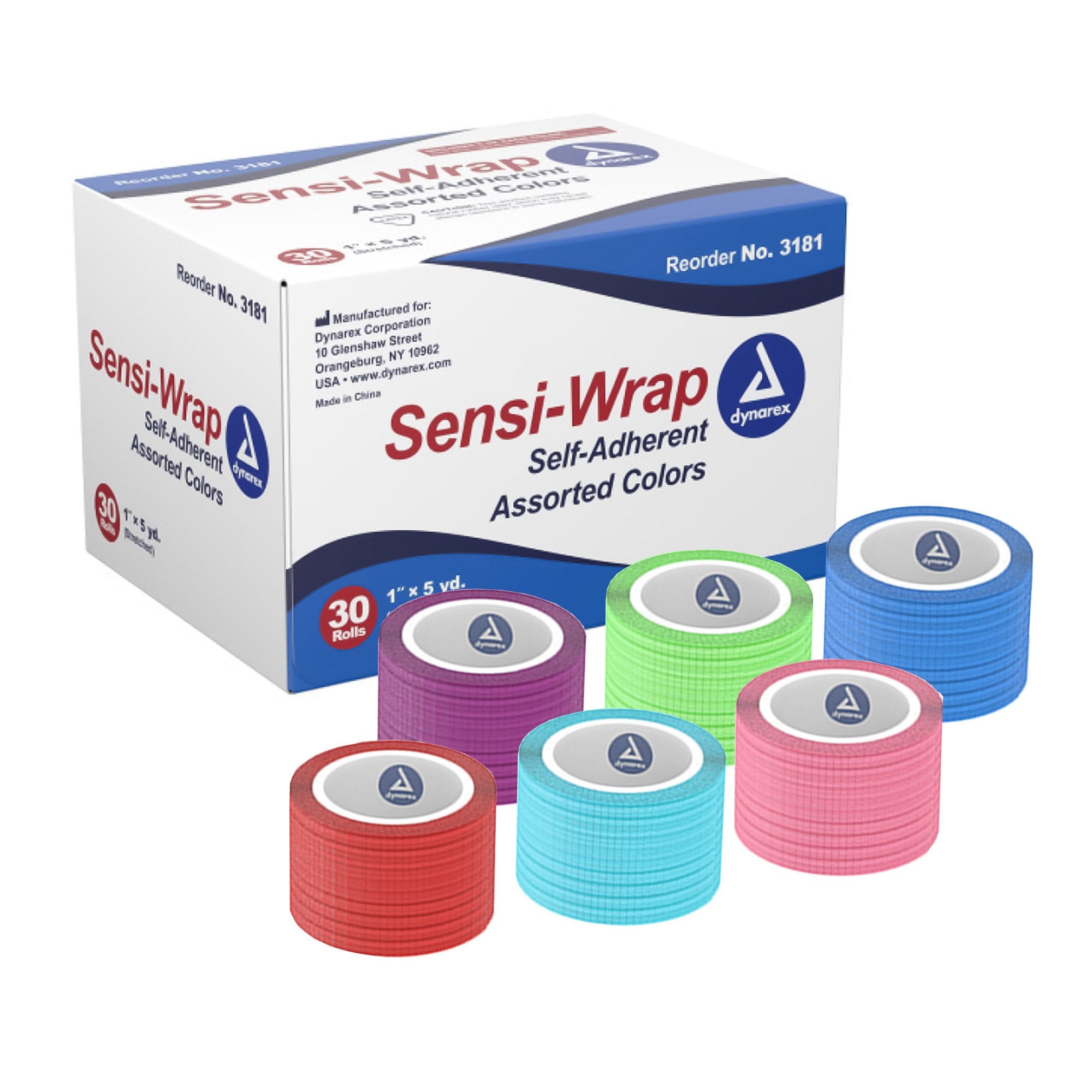 Sensi-Wrap Self-adherent Closure Cohesive Bandage, 1 Inch x 5 Yard Case of 30 Rolls - Case