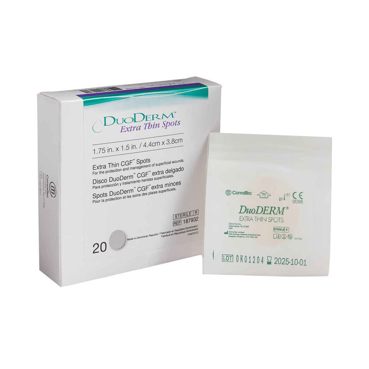 DuoDerm® Extra Thin Spot Hydrocolloid Dressing, 1½ x 1¾ Inch — Box of 20