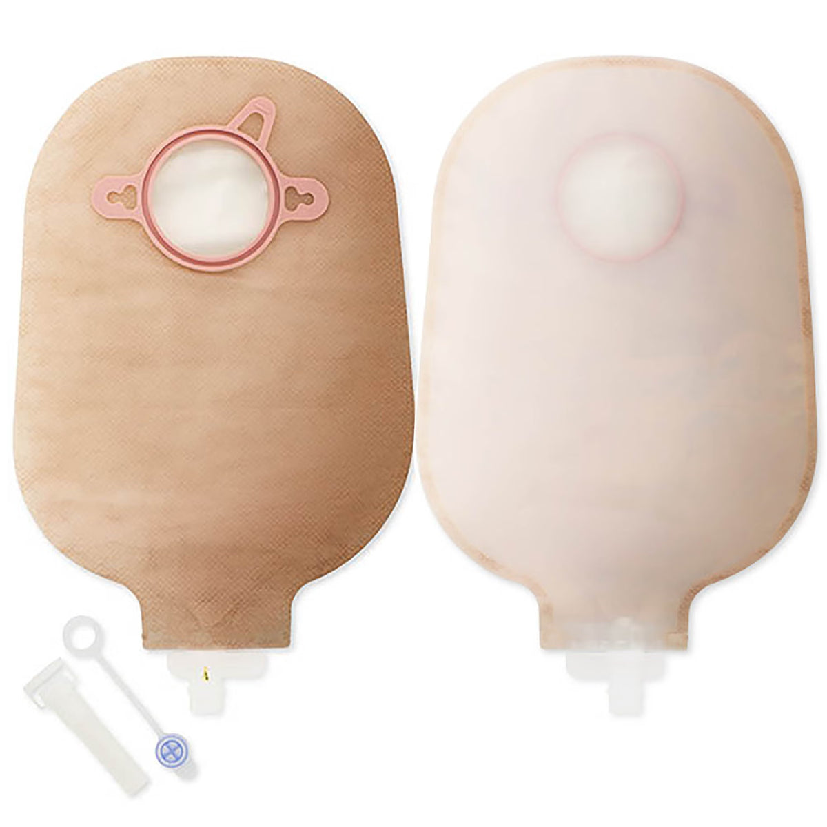 New Image™ Two-Piece Transparent Urostomy Pouch, 57 mm Flange, Red Color Match — Box of 10