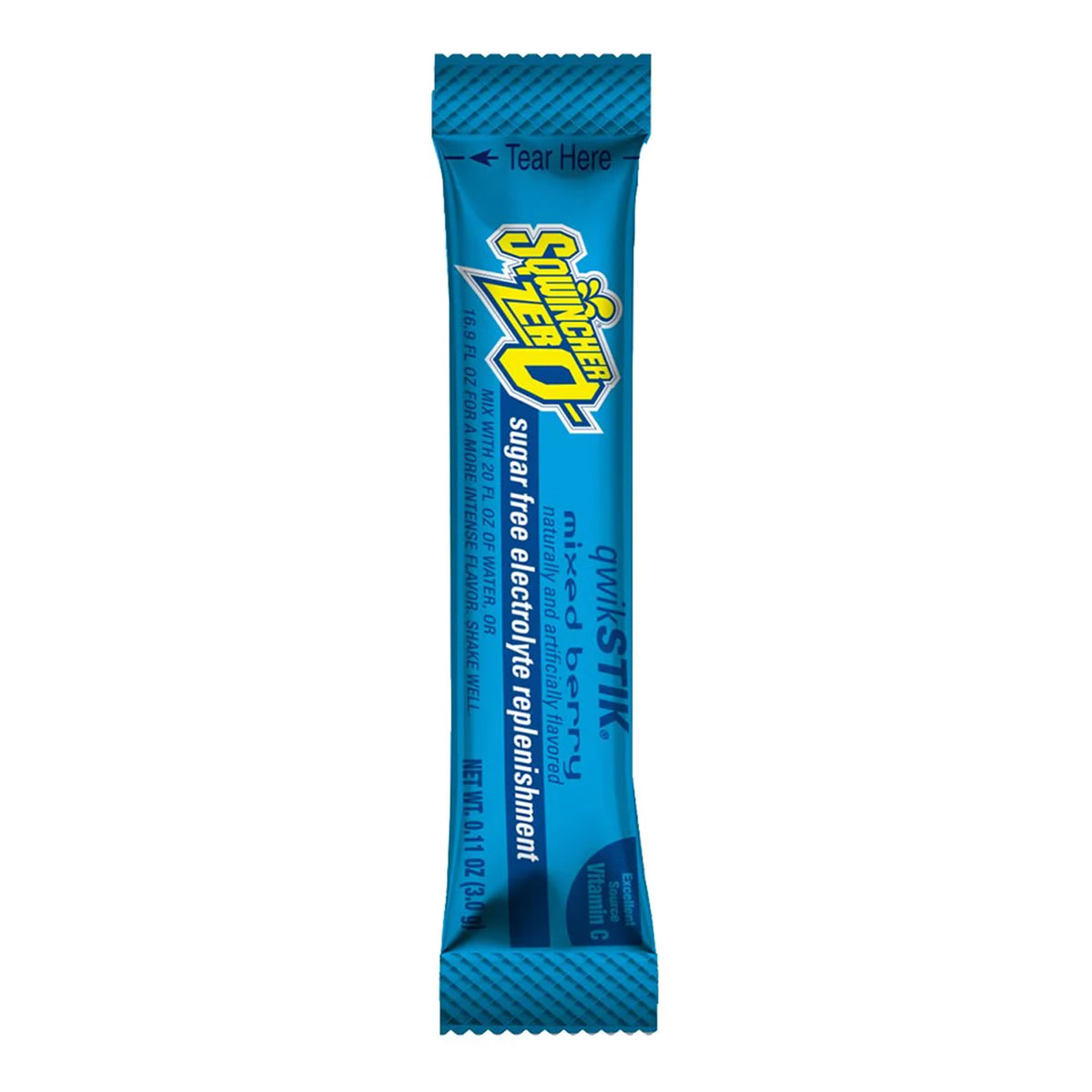 Sqwincher® Quik Stik® Zero Mixed Berry Electrolyte Replenishment Drink Mix — Pack of 50