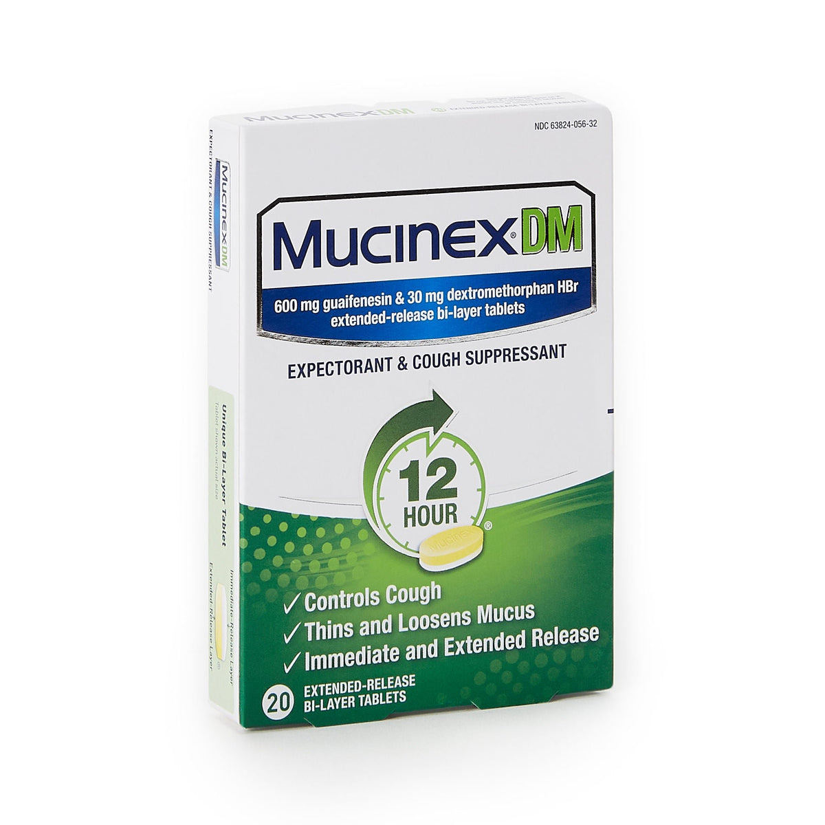 Mucinex® DM Expectorant & Cough Suppressant Extended-Release Bi-Layer Tablet — Box of 20