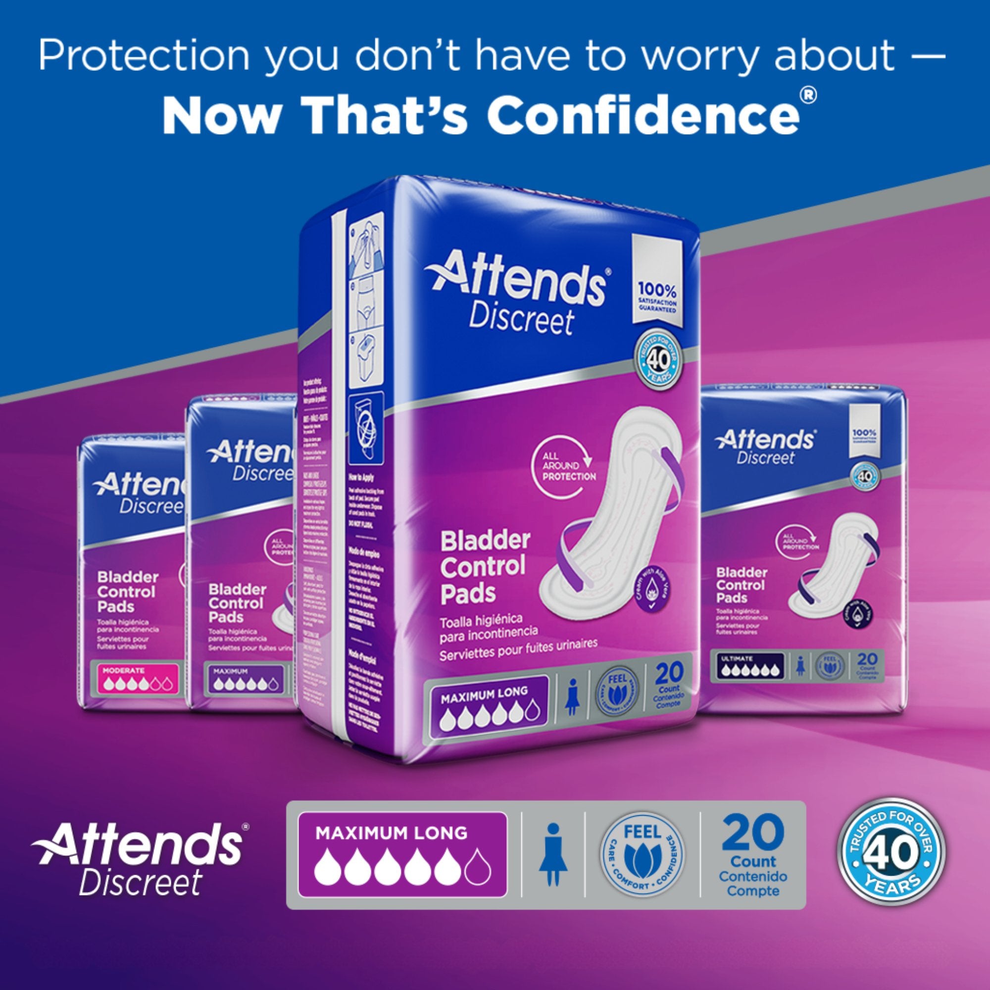 Attends Discreet Women's Maximum Long Bladder Control Pad