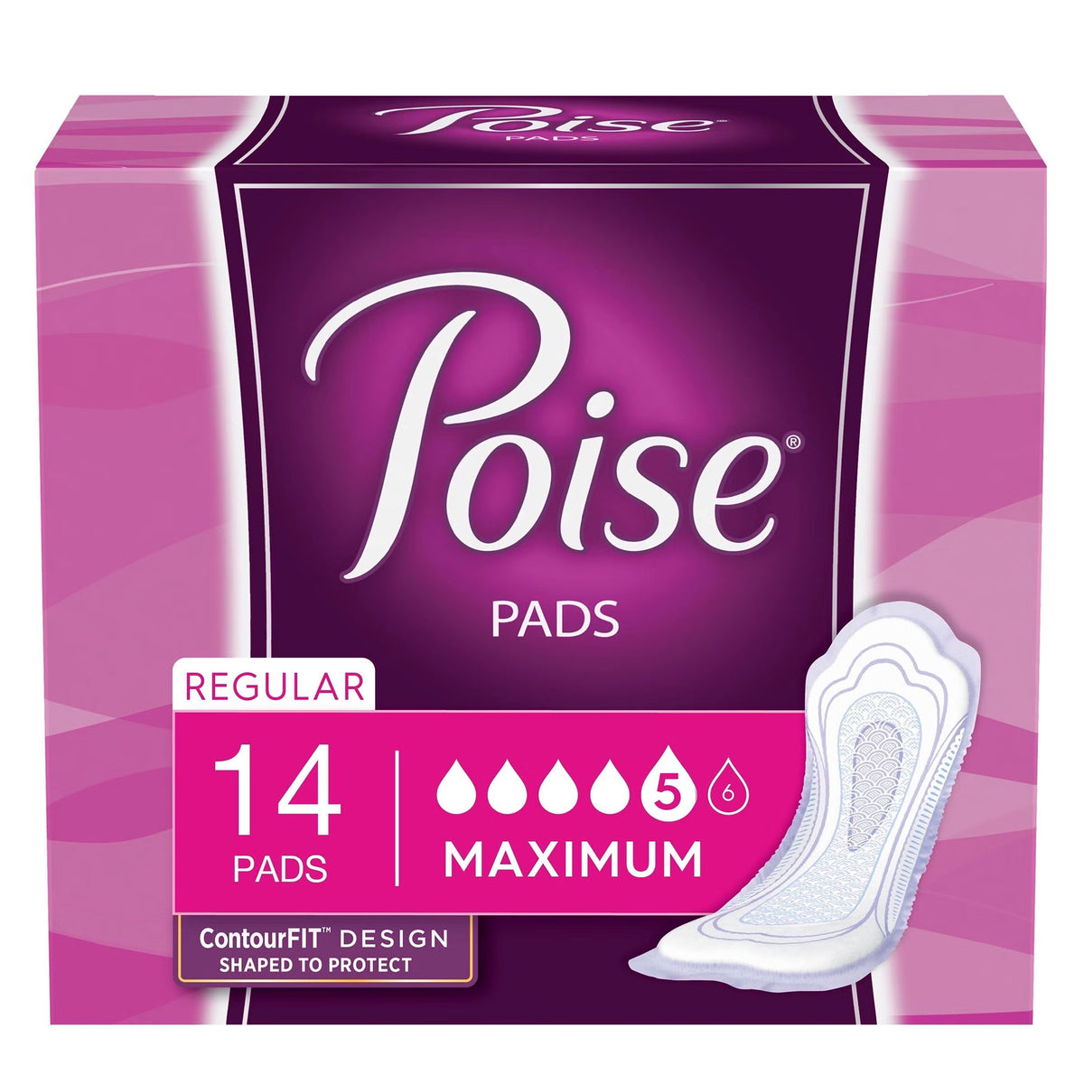Poise® Bladder Control Pads for Women, Heavy Absorbency, 3 x 11 Inch — Pack of 14