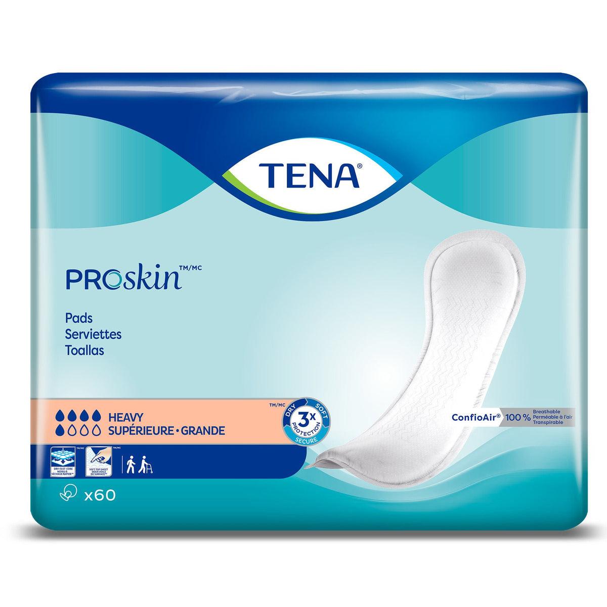 TENA Bladder Control Pads, Heavy Absorbency — Pack of 60