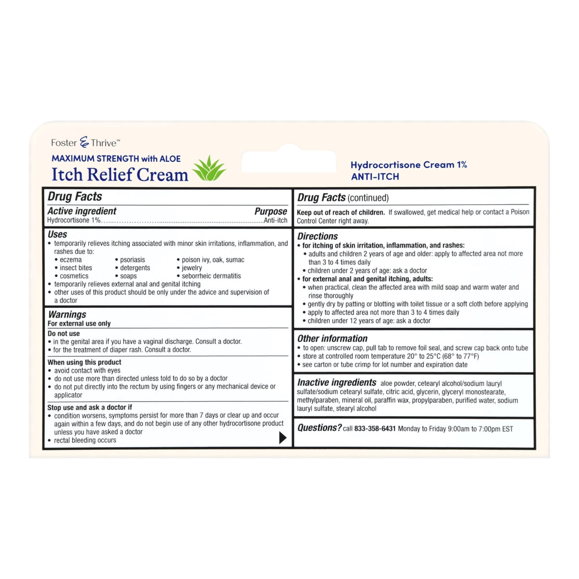 Foster & Thrive Hydrocortisone Cream with Aloe