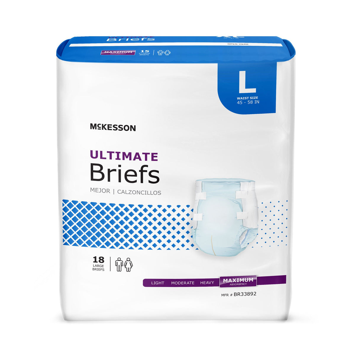McKesson Ultimate Heavy Absorbency Incontinence Brief, Large