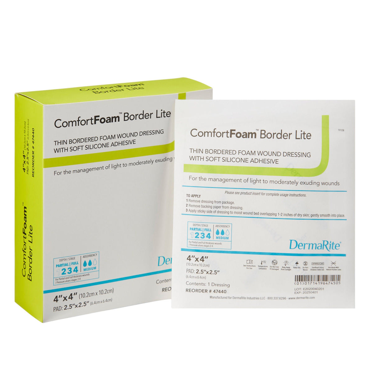 ComfortFoam™ Border Lite Thin Bordered Foam Wound Dressing, 4 x 4 Inch — Box of 10