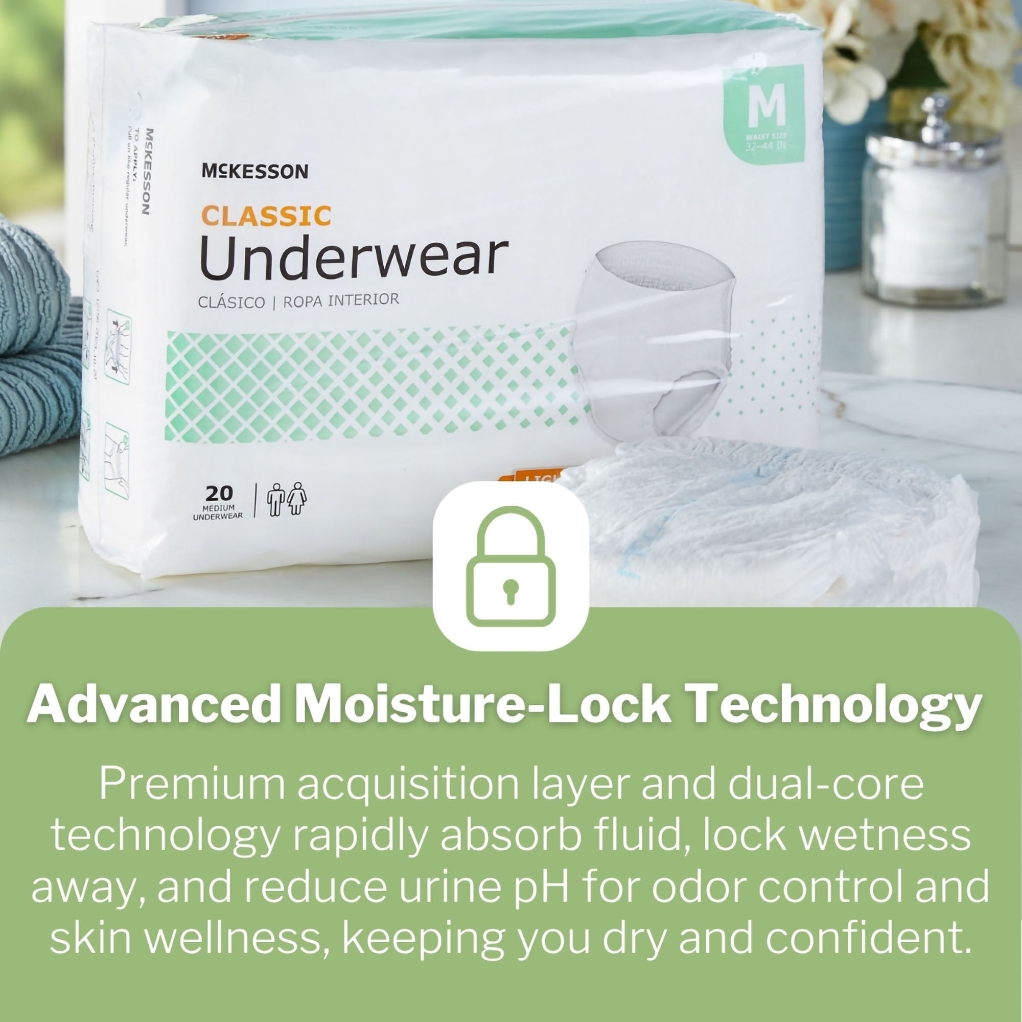 McKesson Classic Light Absorbency Incontinence Underwear, Medium