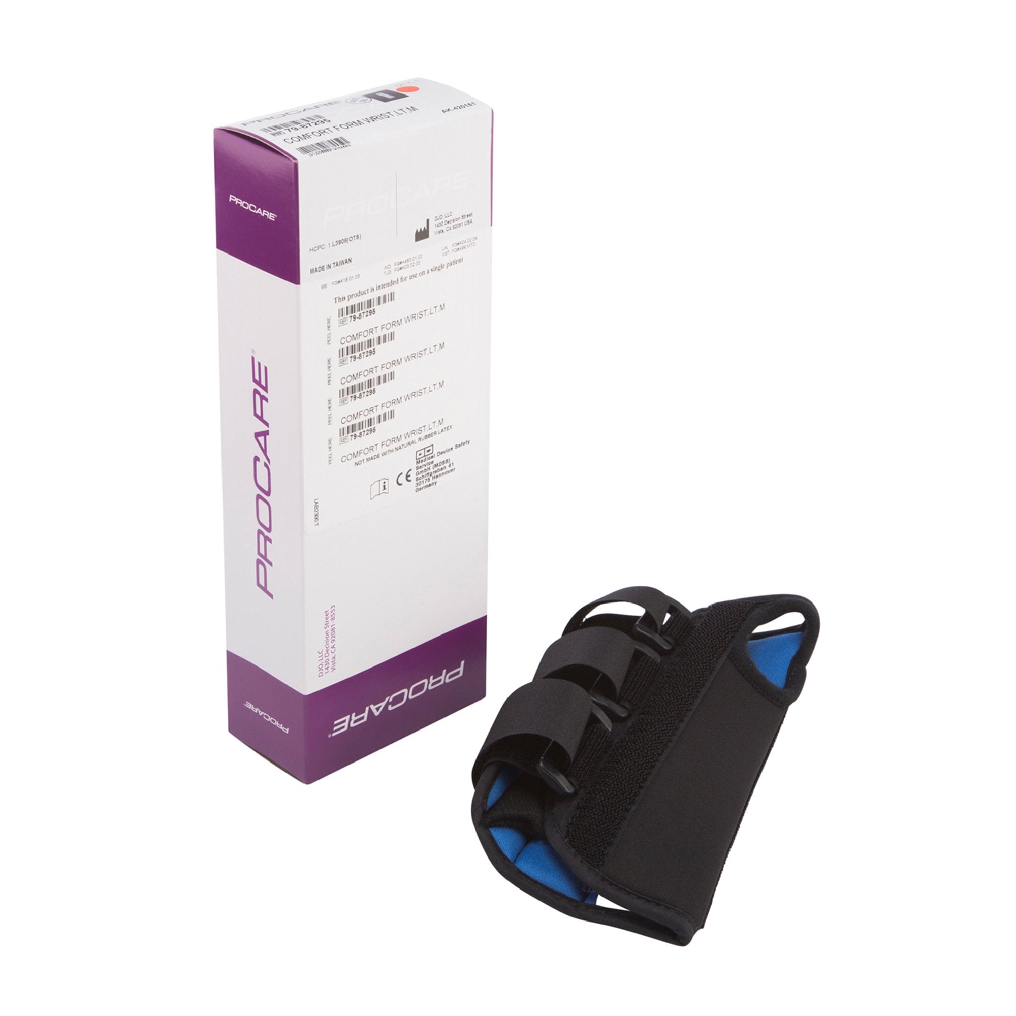 ProCare ComfortForm Wrist Brace with Palmar Stay, Black, Medium, Left-Hand