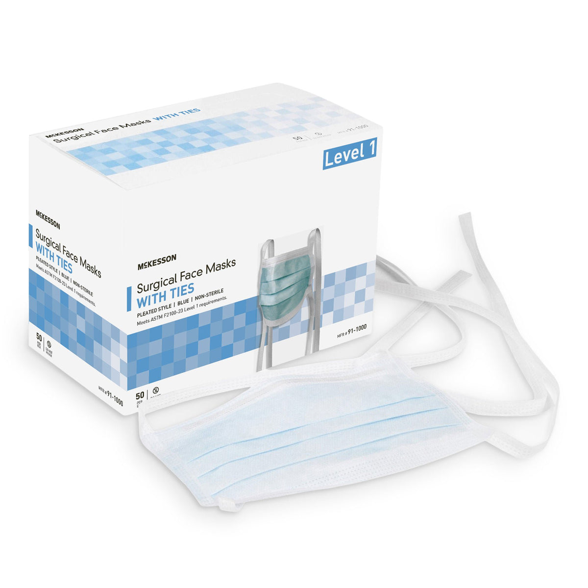 McKesson Classic Style Surgical Mask, Blue — Box of 50