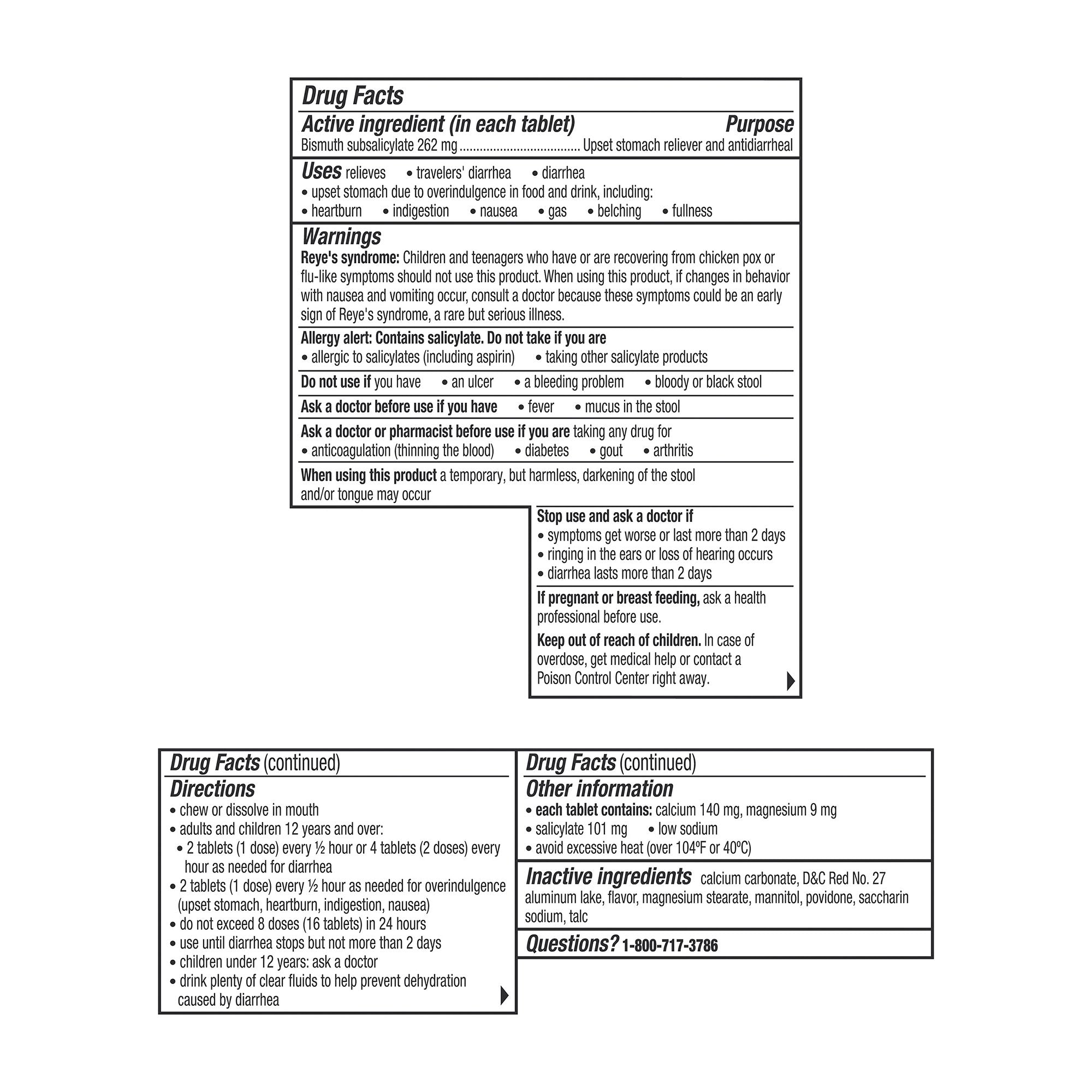 Pepto Bismol Bismuth Subsalicylate Anti-Diarrheal 48-Chewable Tablets