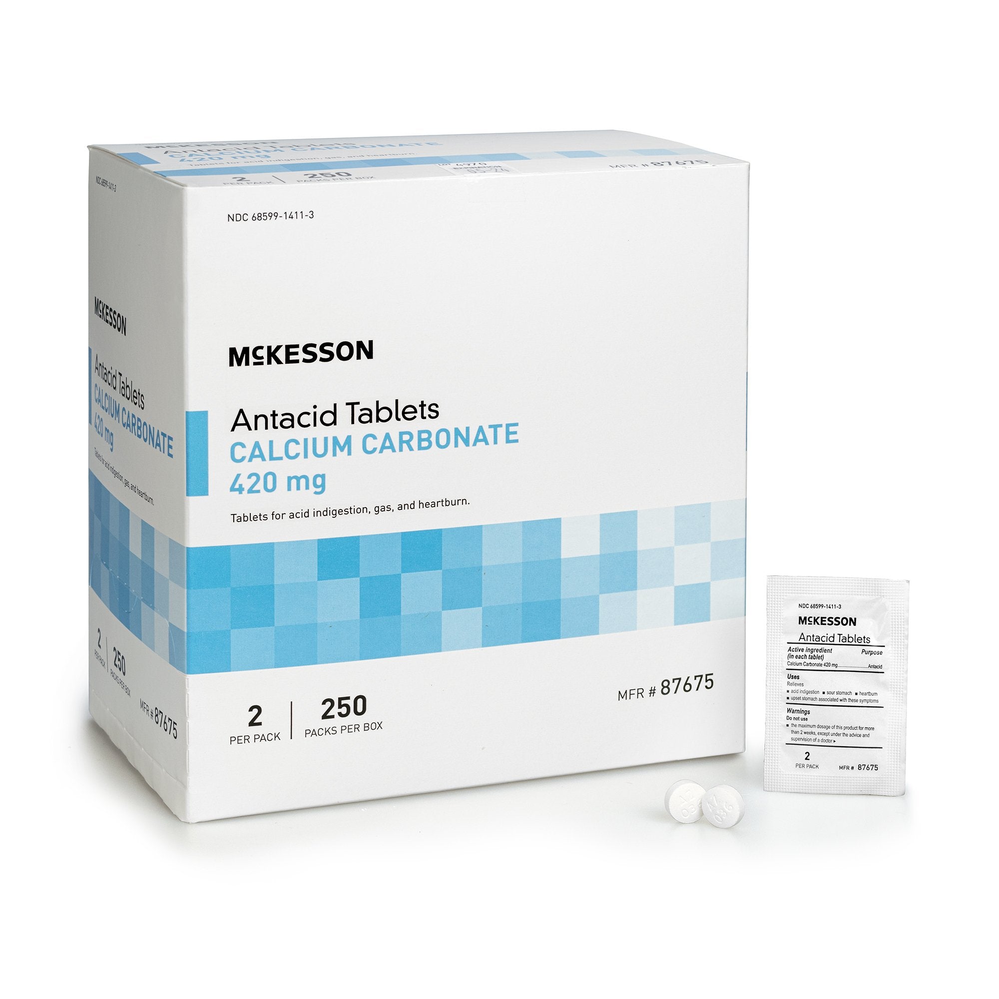 McKesson Calcium Carbonate Antacid Tablets, Mint Flavor